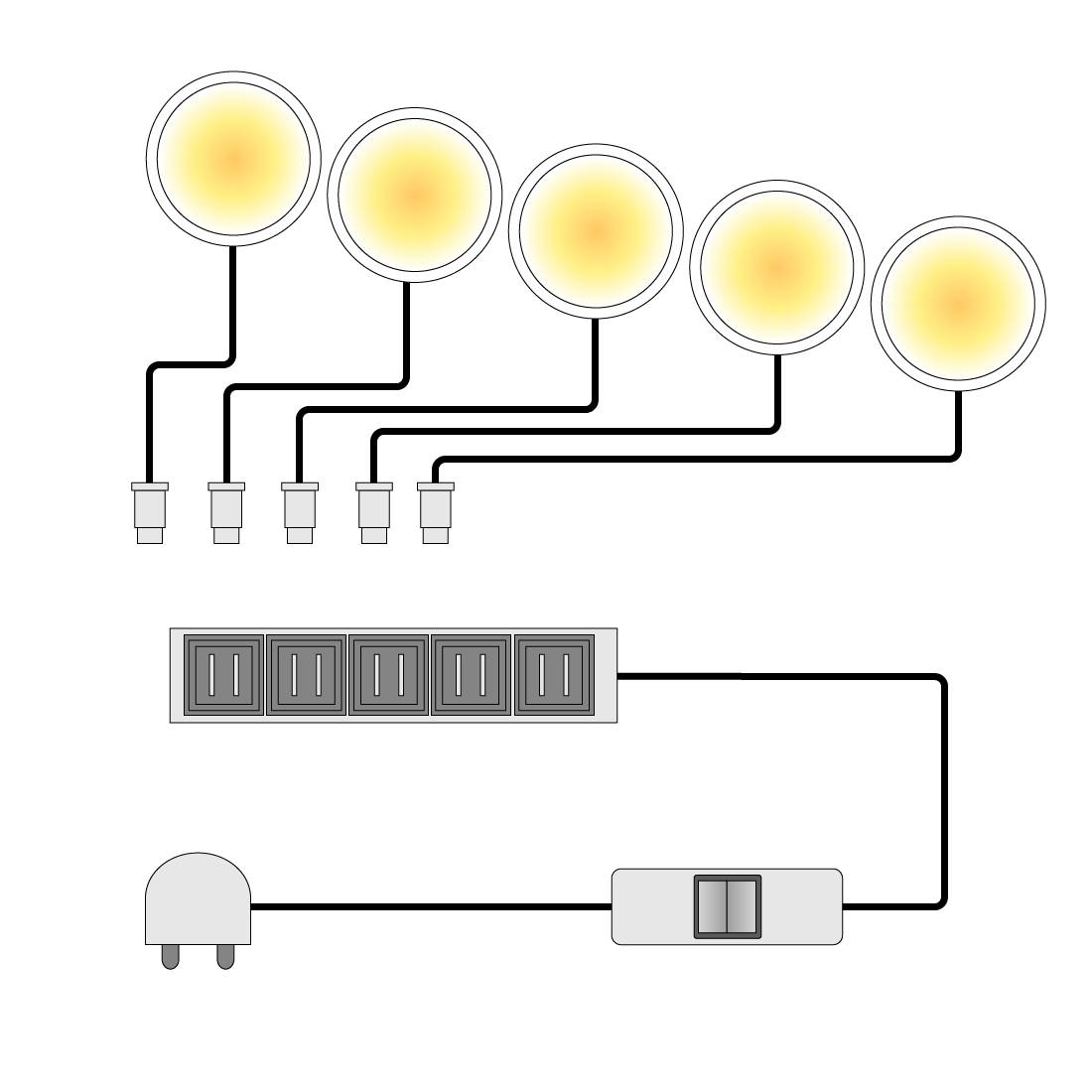 EEK A+, LED-Unterbauspot Glow (5er-Set) - Kalt WeiÃŸ, Trendteam