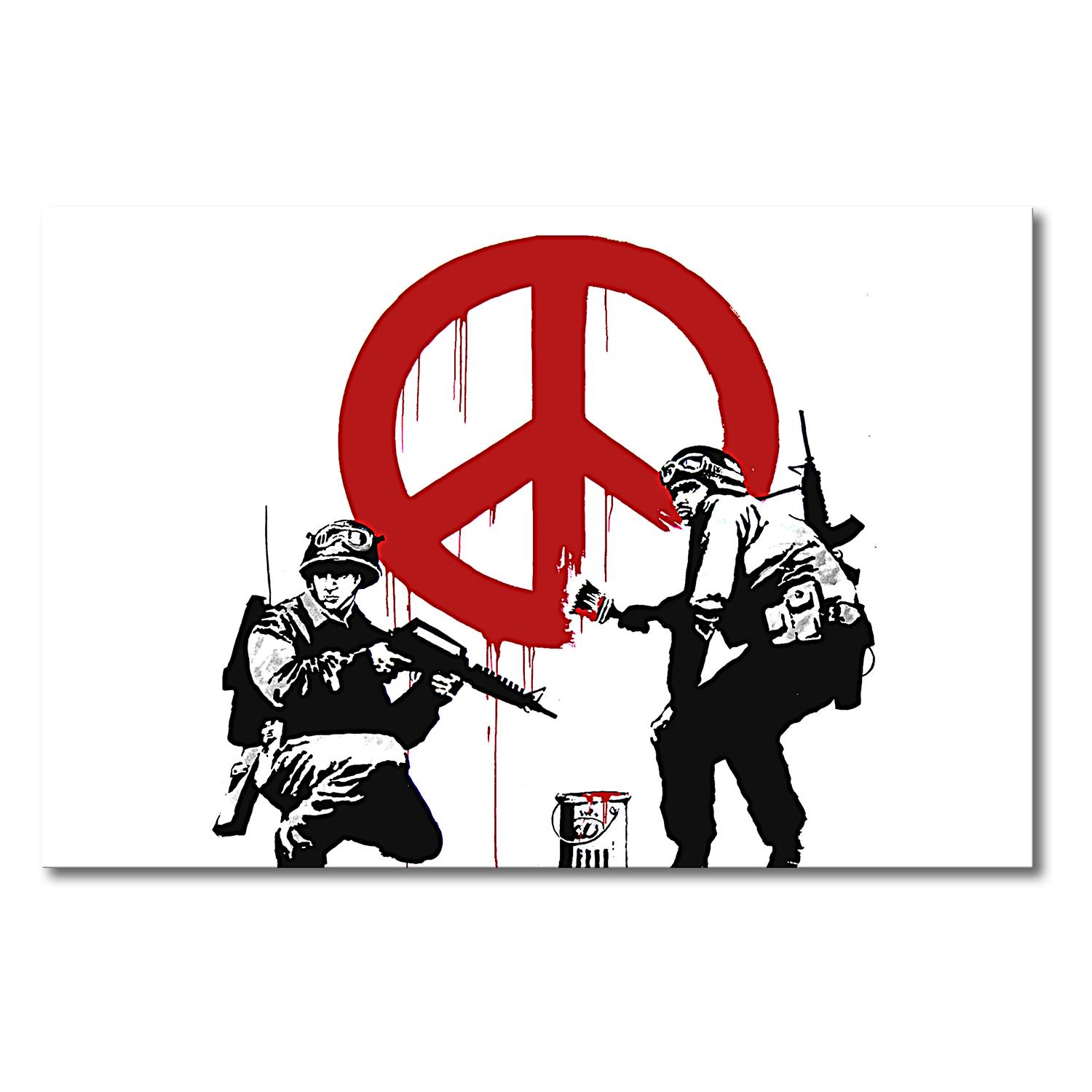 Leinwandbild Banksy No.15 - Leinwand - WeiÃŸ / Rot, Wandbilder XXL
