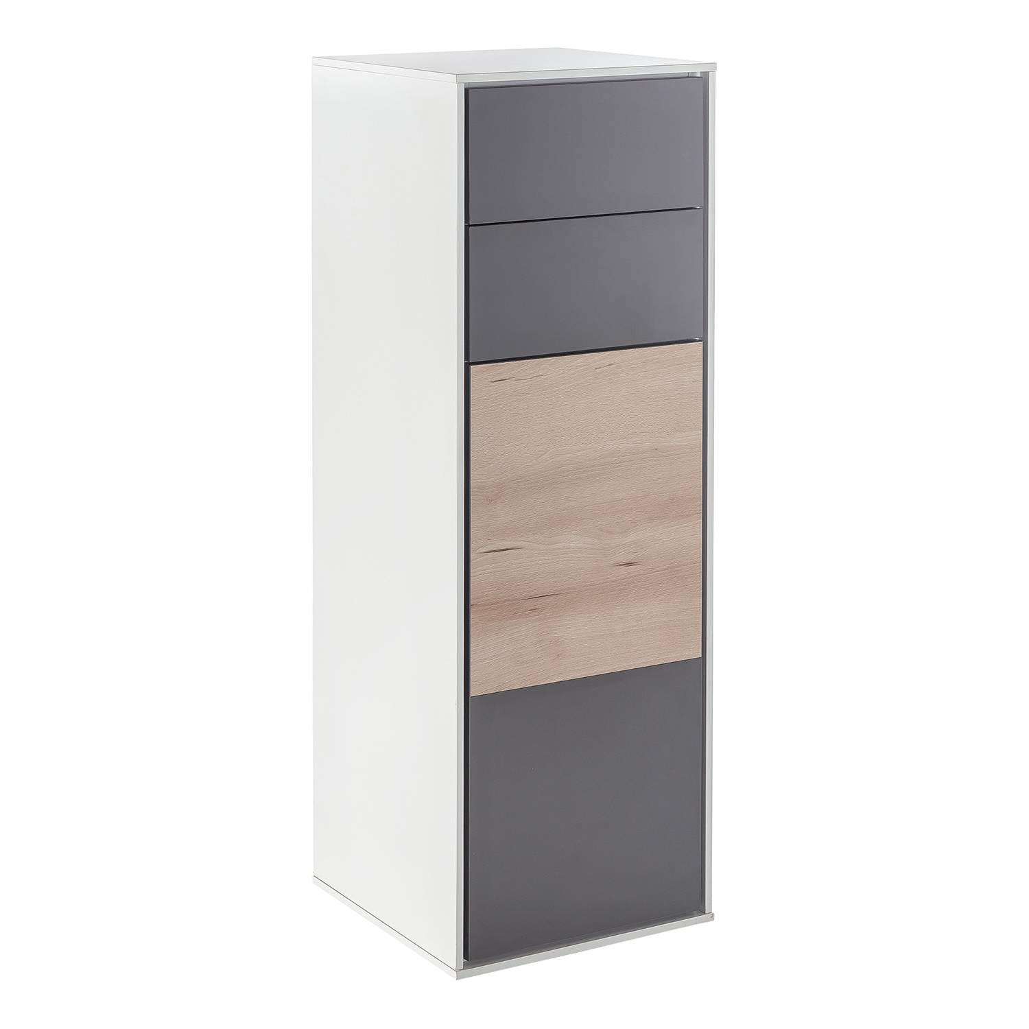 Kleine kast Bodo II beukenhouten look basaltkleurig mat wit_ Schildmeyer