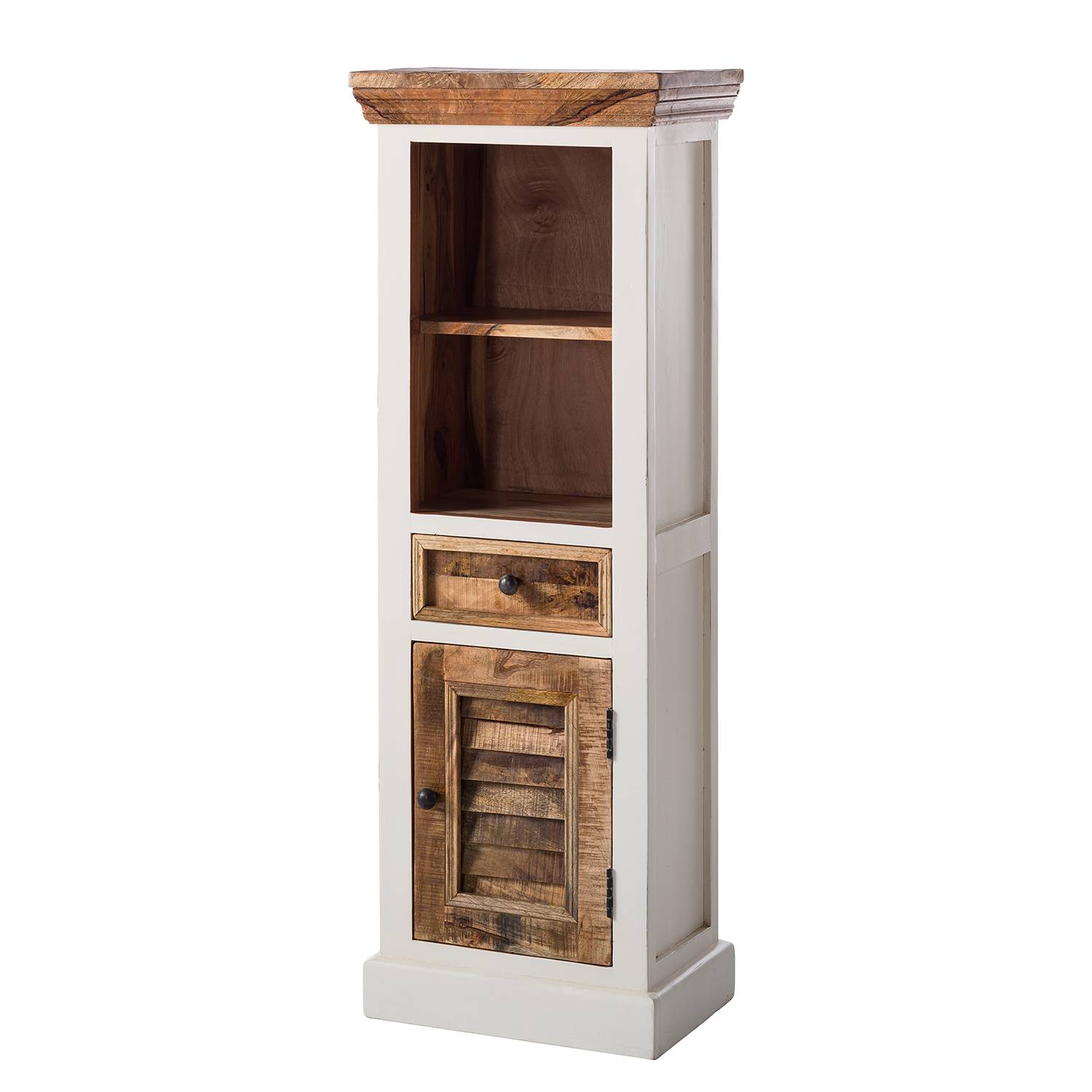 Kleine kast Newhaven deels massief mangohout mangohout wit_ Maison Belfort