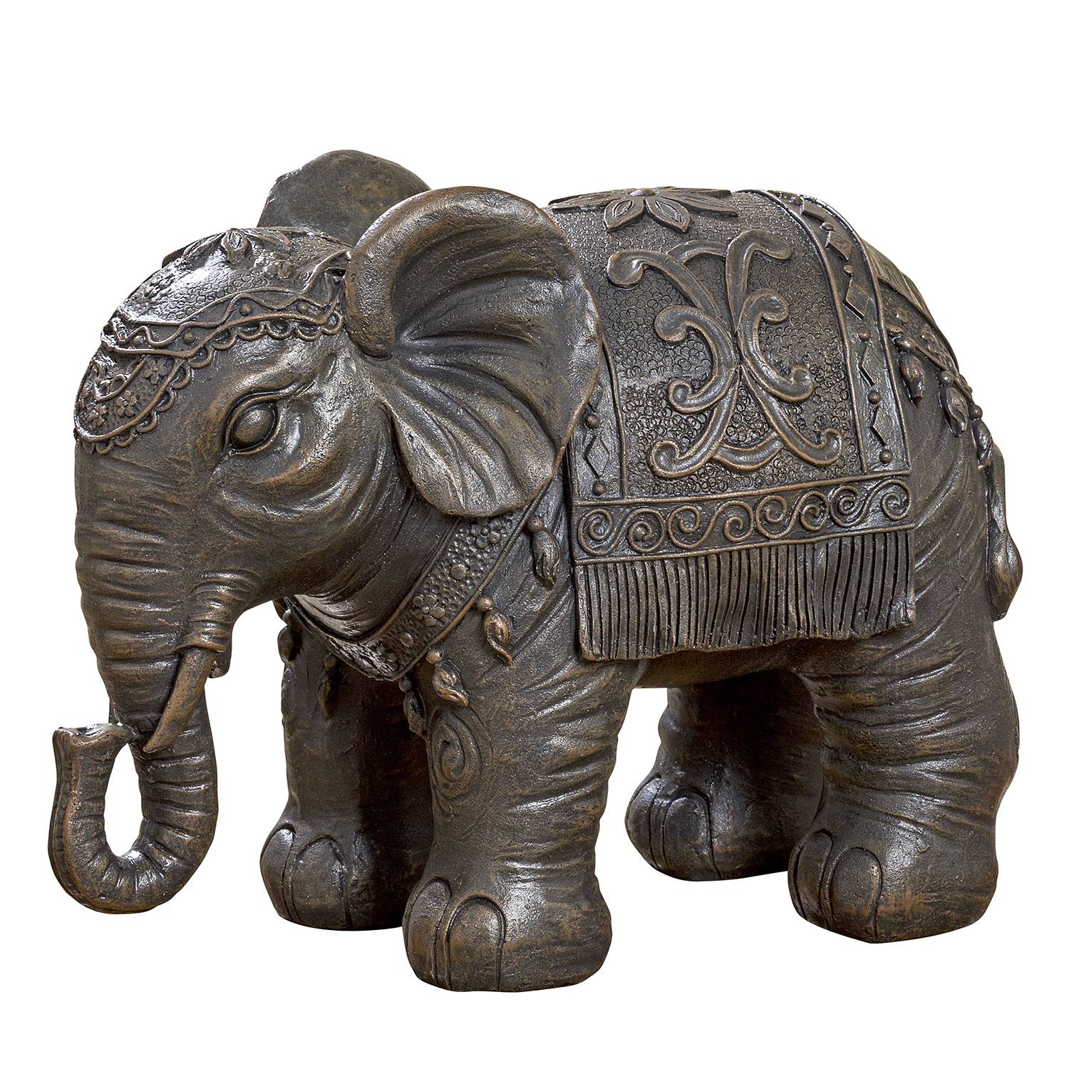 Skulptur Elefant Janda - Kunstharz - Taupe-Gold, Boltze