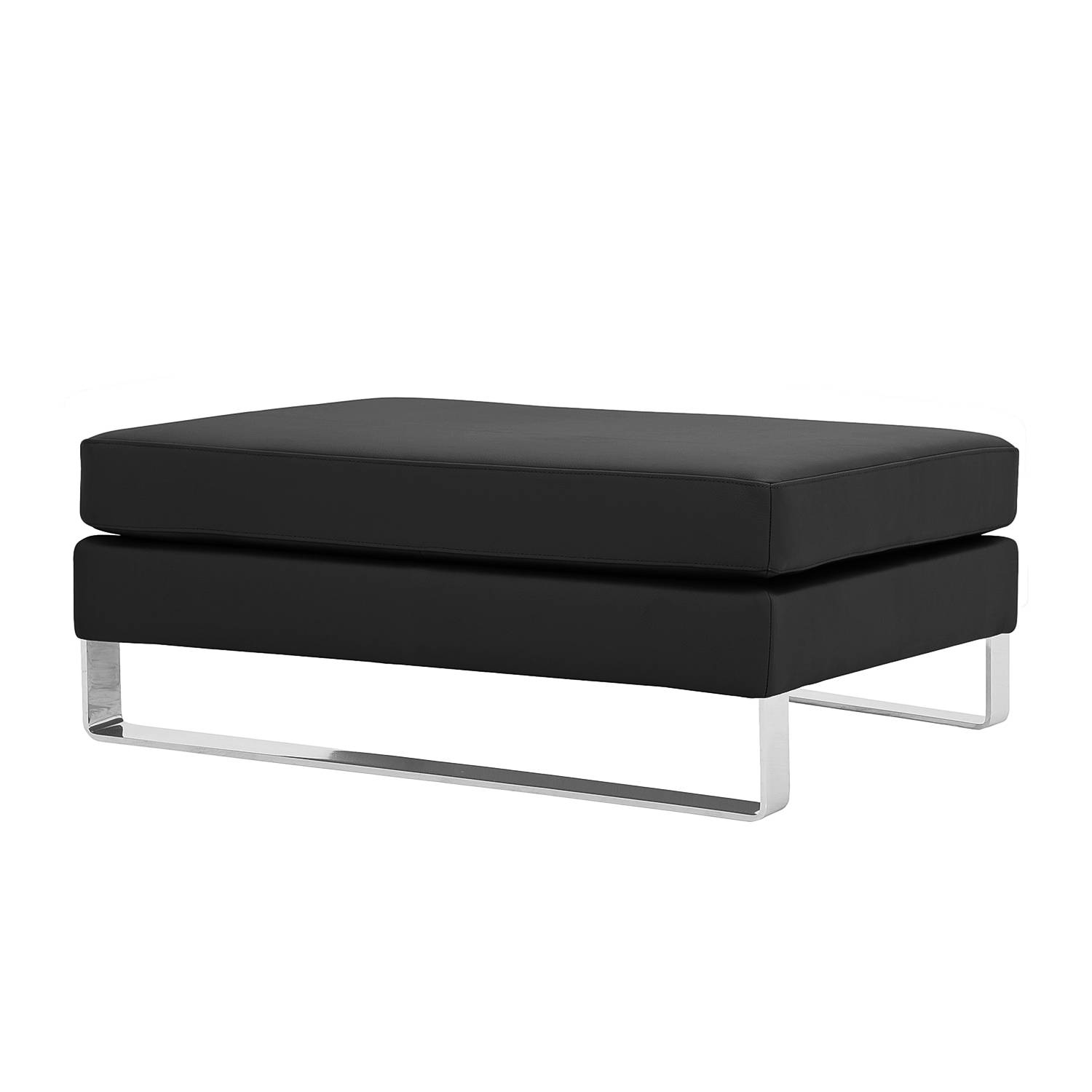 Polsterhocker Portobello - Echtleder - Kufen - Echtleder Gad Schwarz