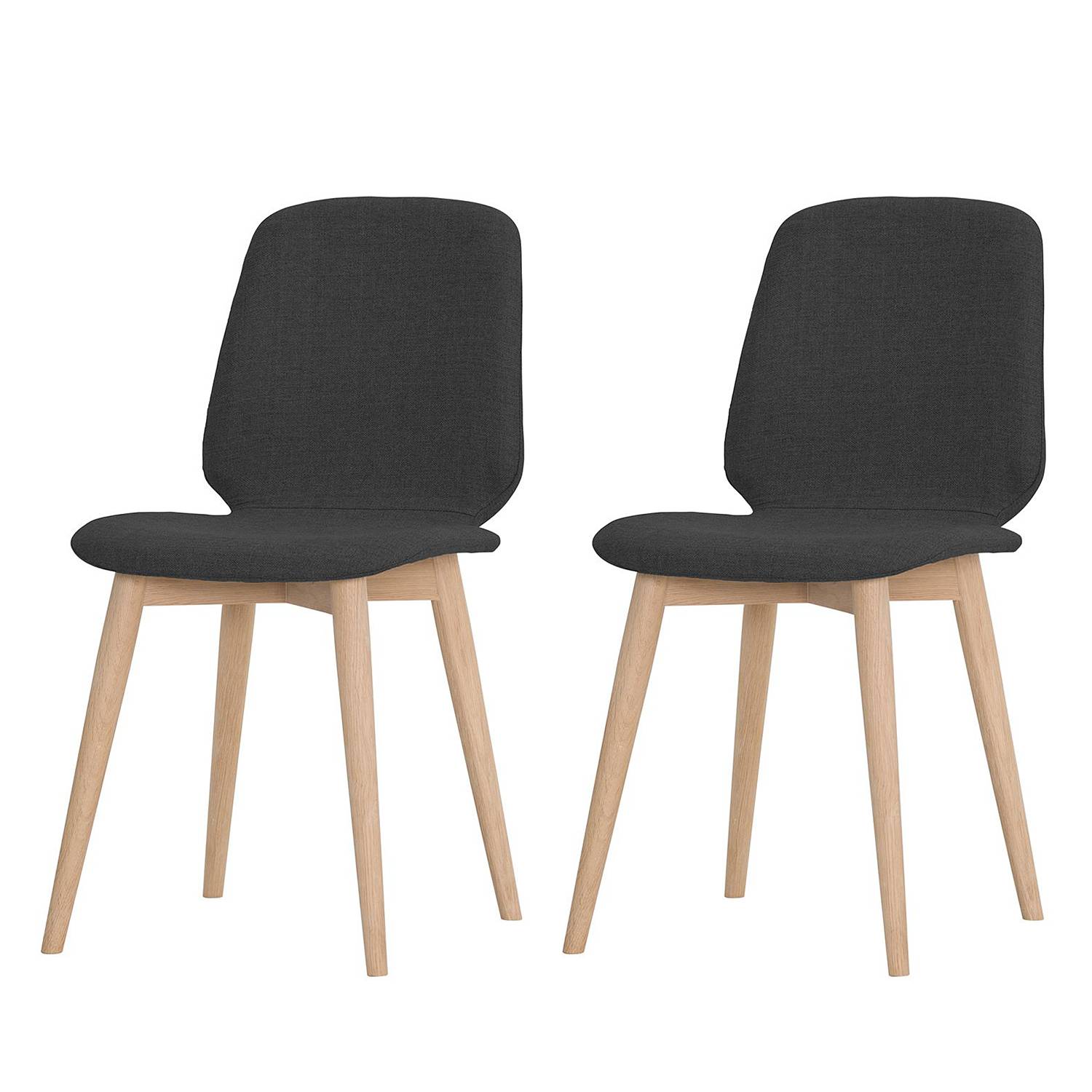 Chaise Helvig III (lot de 2) - Tissu / Chêne massif - Tissu Vesta Rouge - Tissu Vesta Anthracite, St