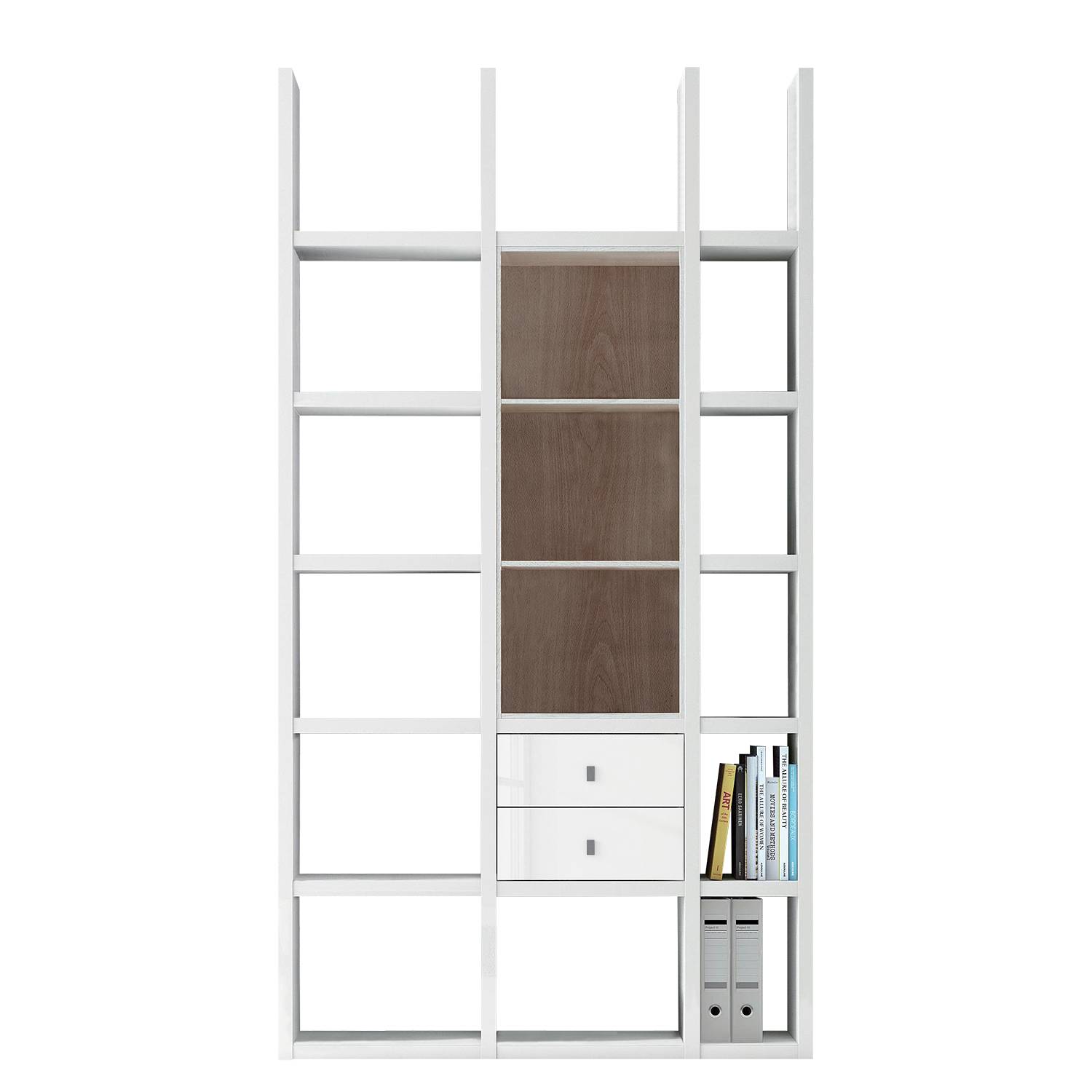 Etagère Emporior III - Blanc / Imitation chêne de Sonoma - Sans éclairage - Blanc brillant / Imitati