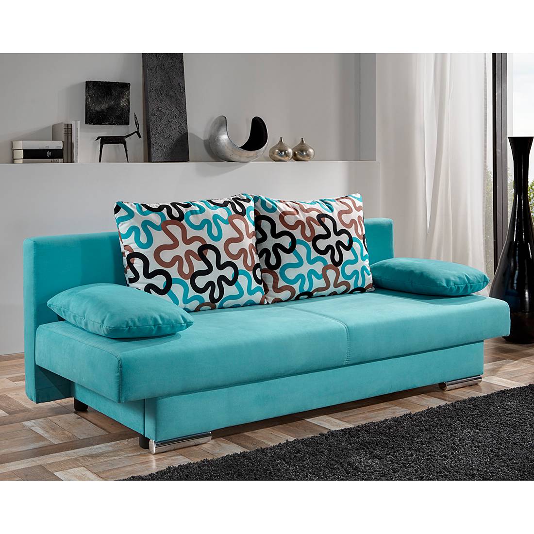 Schlafsofa Rijeka Microfaser Trkis Home24