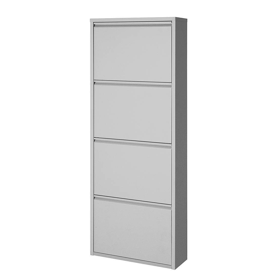 Schuhschrank Cabinet - Metall Aluminiumfarben - 4 Klappen, loftscape