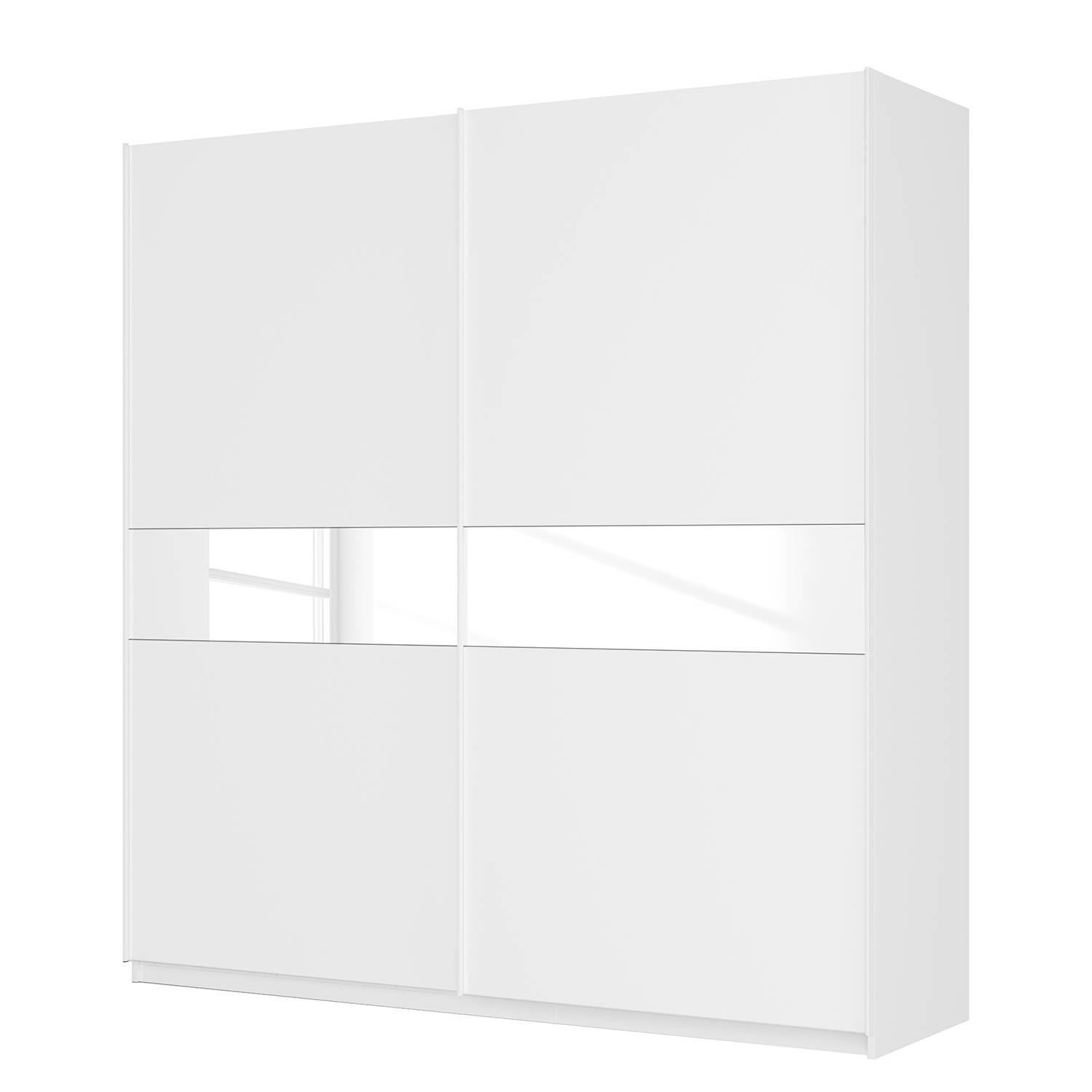Armoire à portes coulissantes Skøp - Blanc alpin / Verre mat blanc - 225 cm (2 portes) - 236 cm - Ba