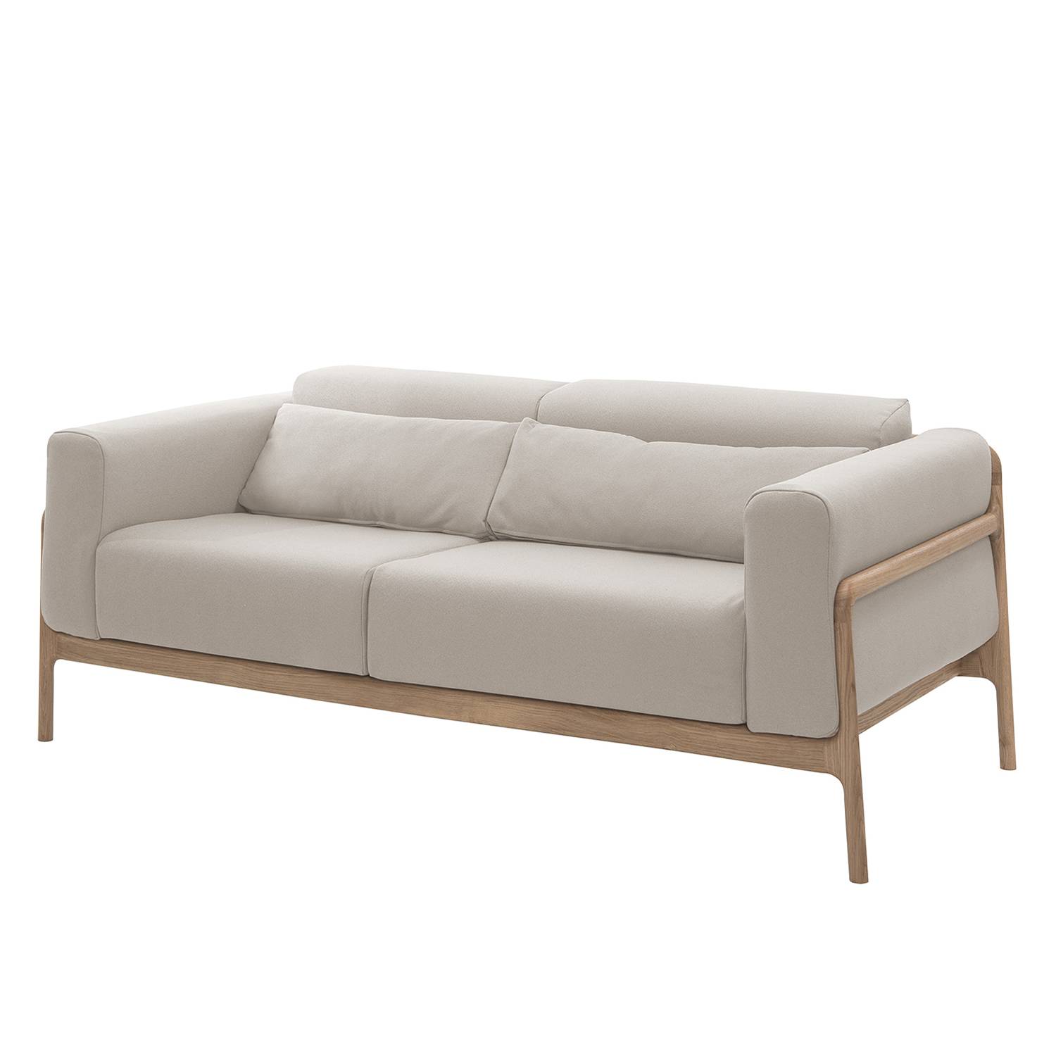 Sofa Fawn (2-Sitzer) Webstoff - Eiche - Stoff Ever Beige, Gazzda
