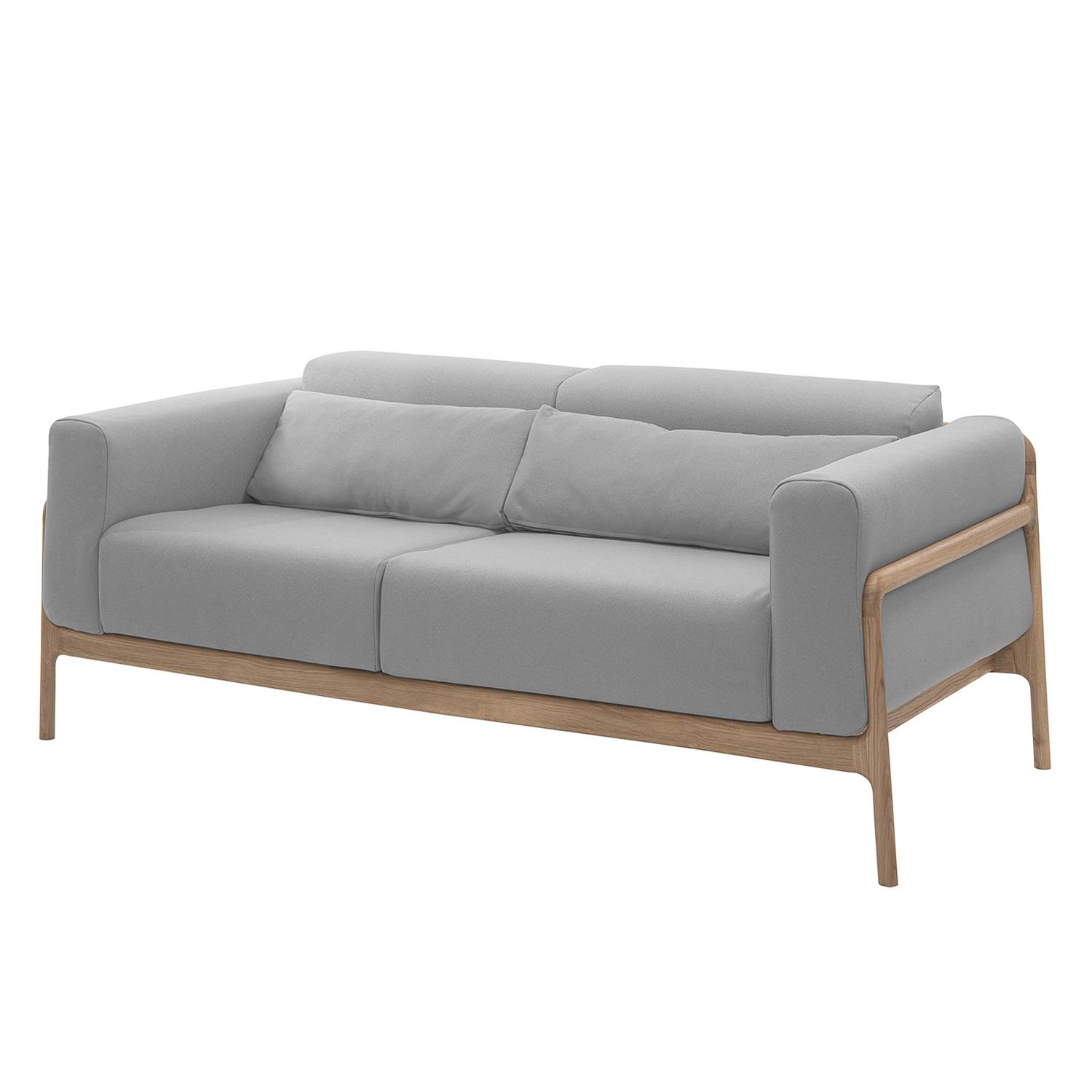 Sofa Fawn (2-Sitzer) Webstoff - Eiche - Stoff Ever Grau-Beige, Gazzda