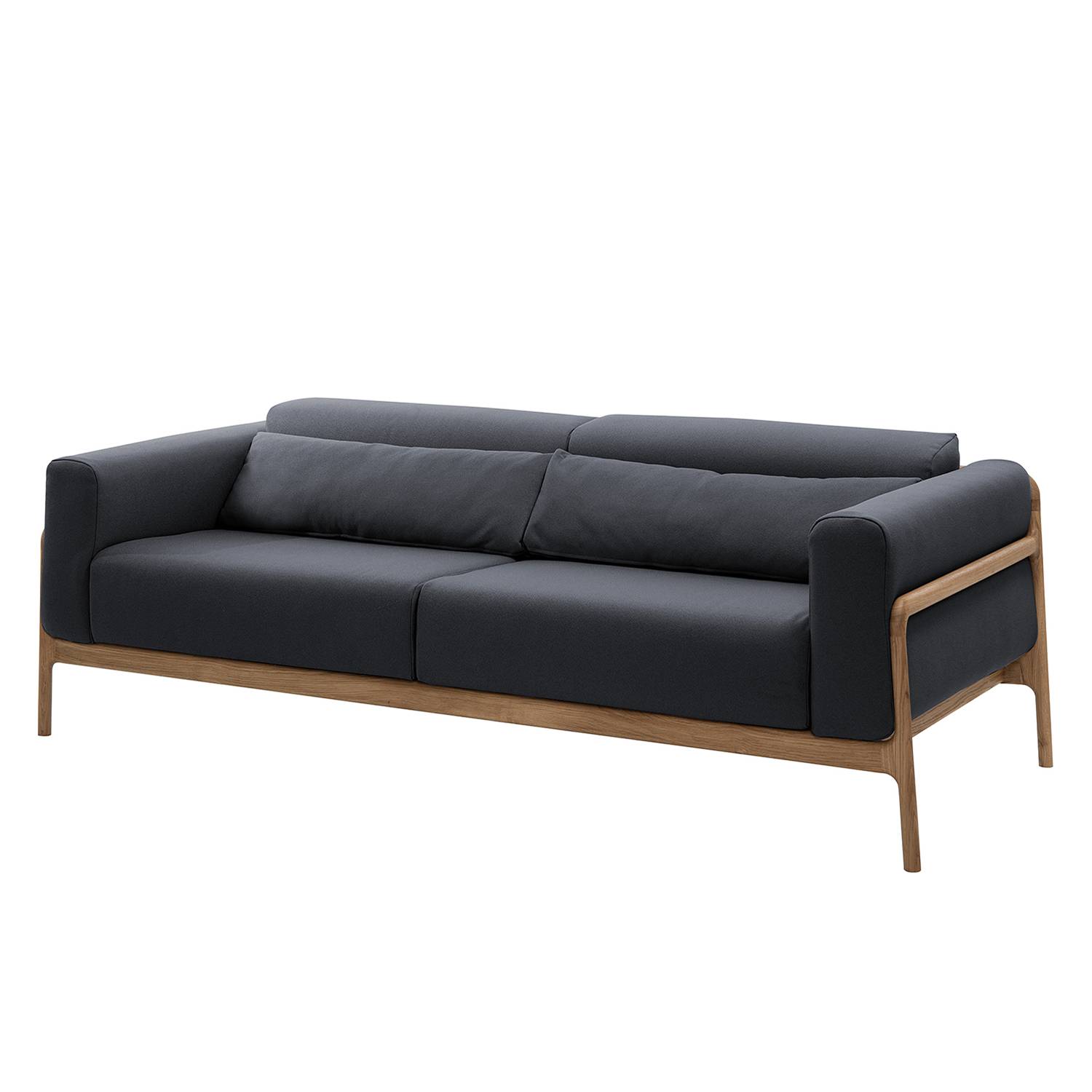 Sofa Fawn (3-Sitzer) Webstoff - Eiche - Stoff Ever Anthrazit, Gazzda