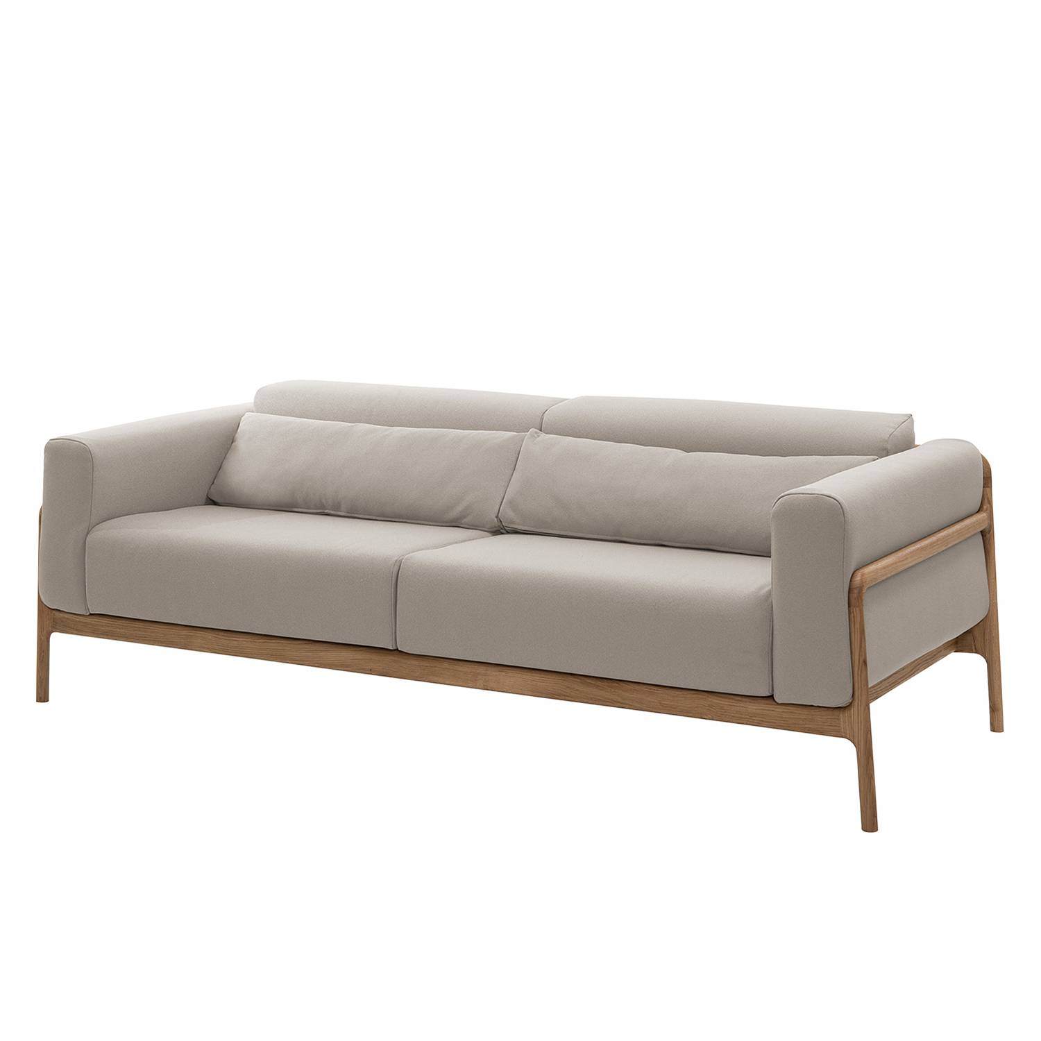 Sofa Fawn (3-Sitzer) Webstoff - Eiche - Stoff Ever Beige, Gazzda