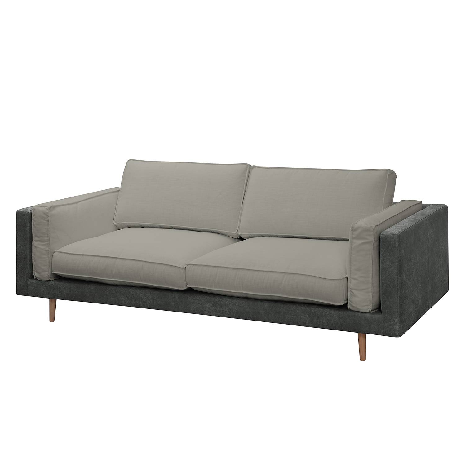 Canapé Kofi (3 places) - Microfibre / Tissu - Gris foncé / Gris clair, Morteens