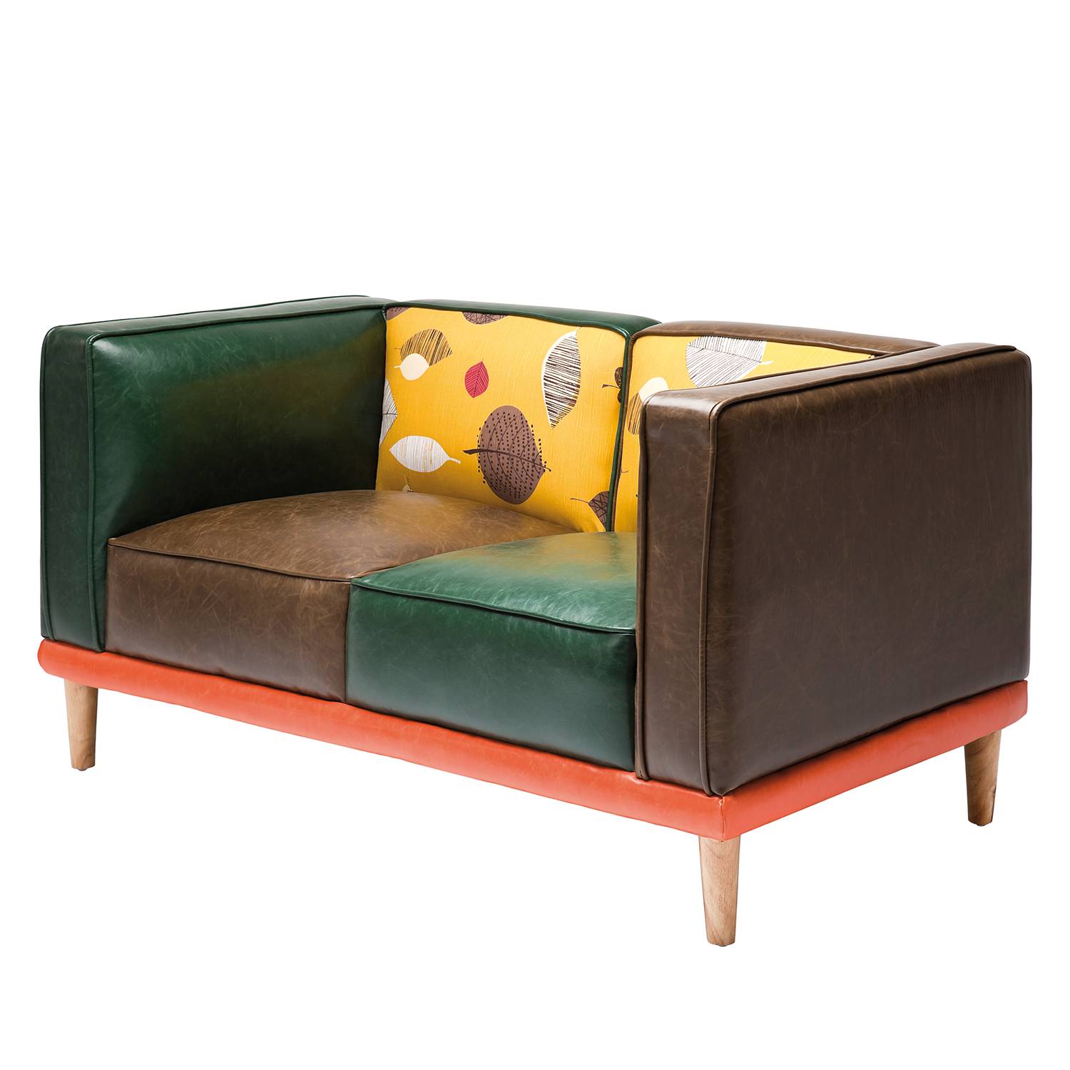 Sofa Leaf 2-Sitzer - Kunstleder/Baumwollstoff - Mehrfarbig, Kare Design