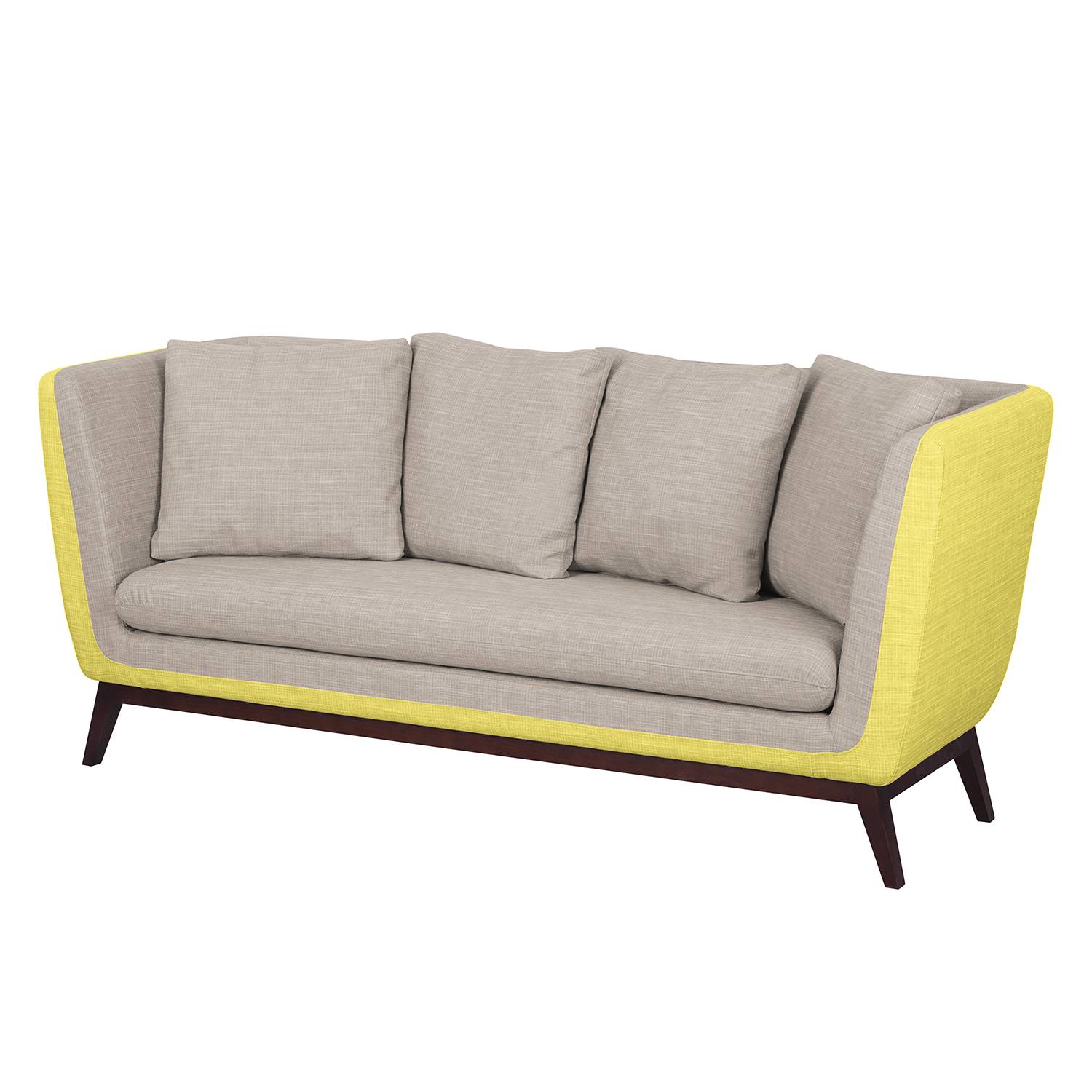 Sofa Sagone (3-Sitzer) Webstoff - Gelb / Hellgrau, Morteens