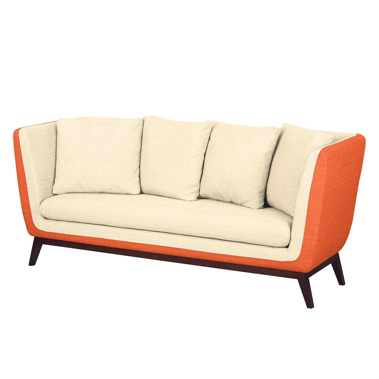 Sofa Sagone (3-Sitzer) Webstoff - Orange / CremeweiÃŸ, Morteens