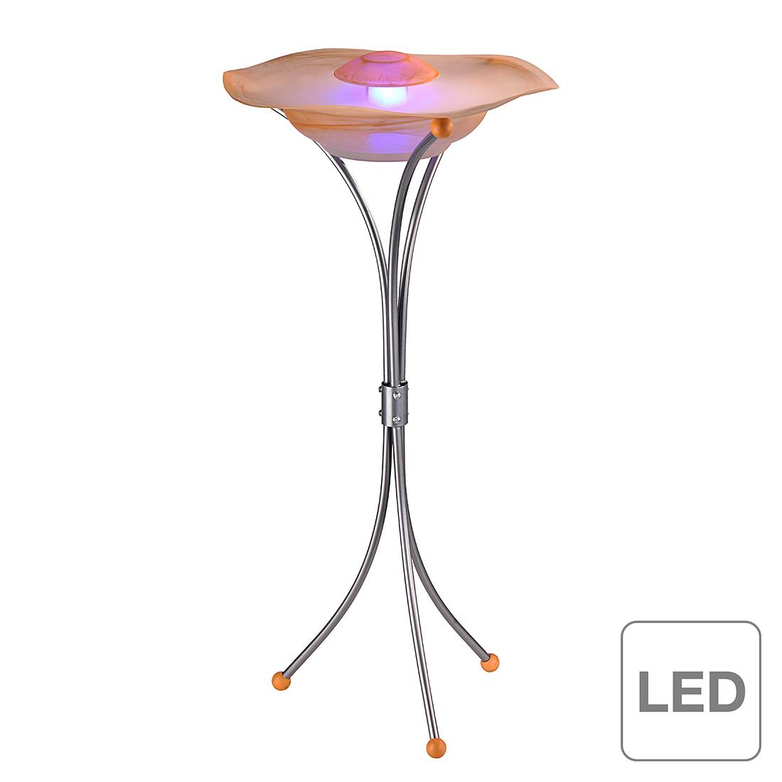 EEK A+, LED-Stehleuchte Nebler - Metall/ Glas - Silber/ Pink/ Orange, Leuchten Direkt
