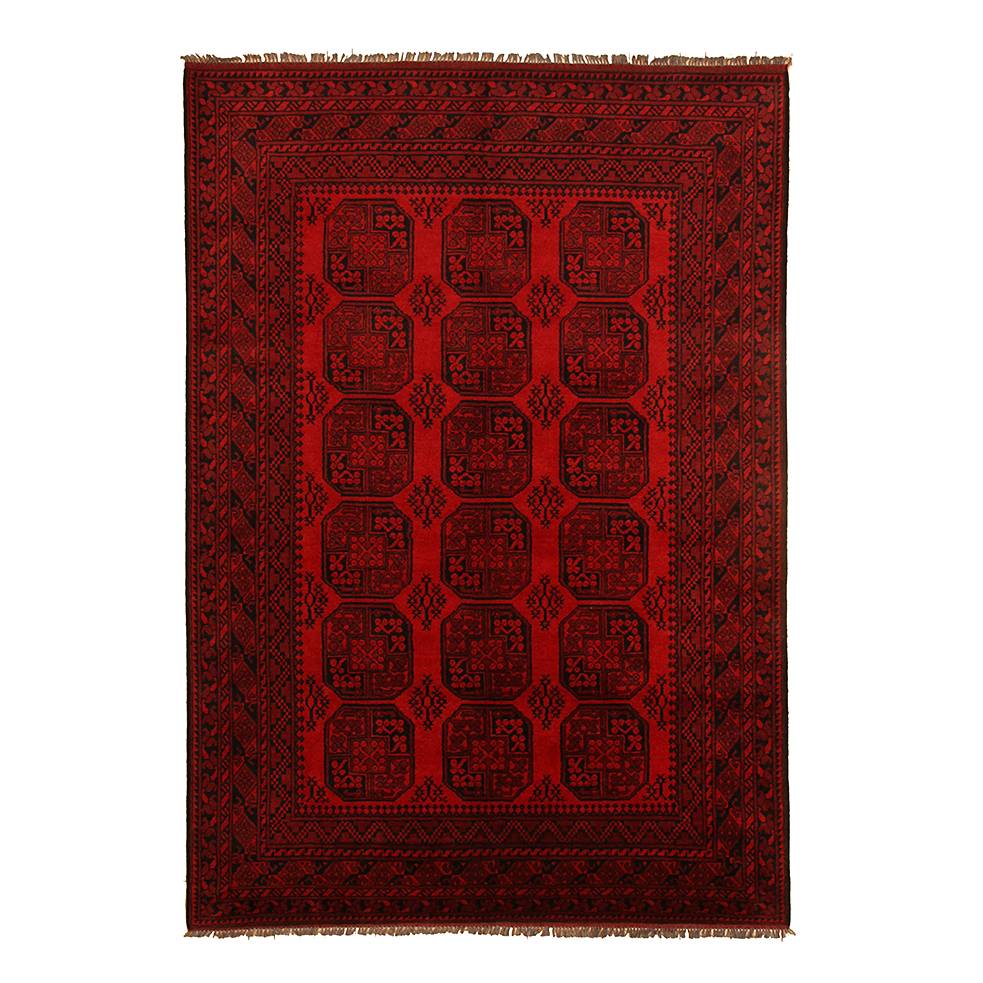 Teppich Afghan Aktsche - Rot - 100 x 150 cm, Parwis