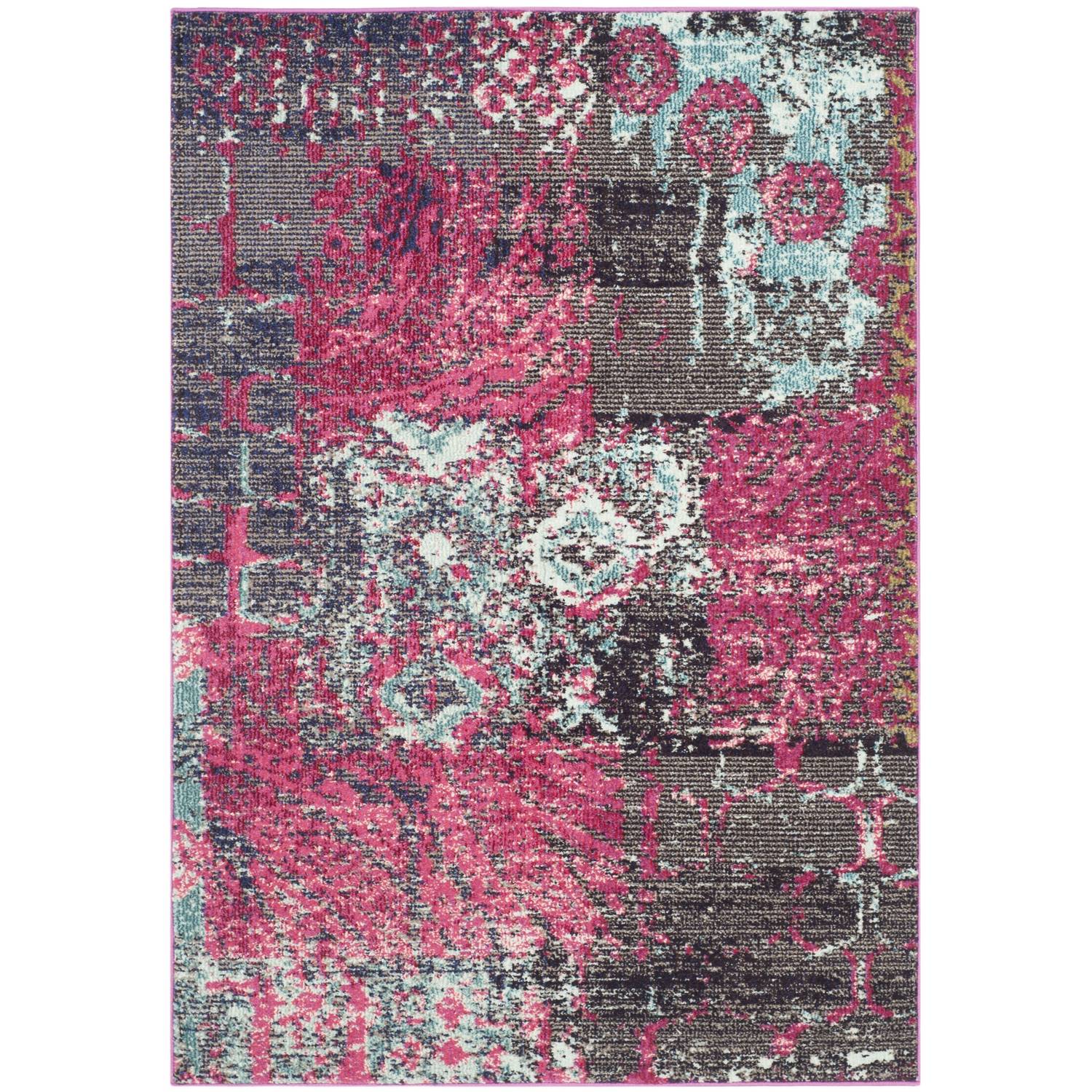 Teppich Aziel - Kunstfaser - Pink / Schwarz - 121 x 170 cm, Safavieh