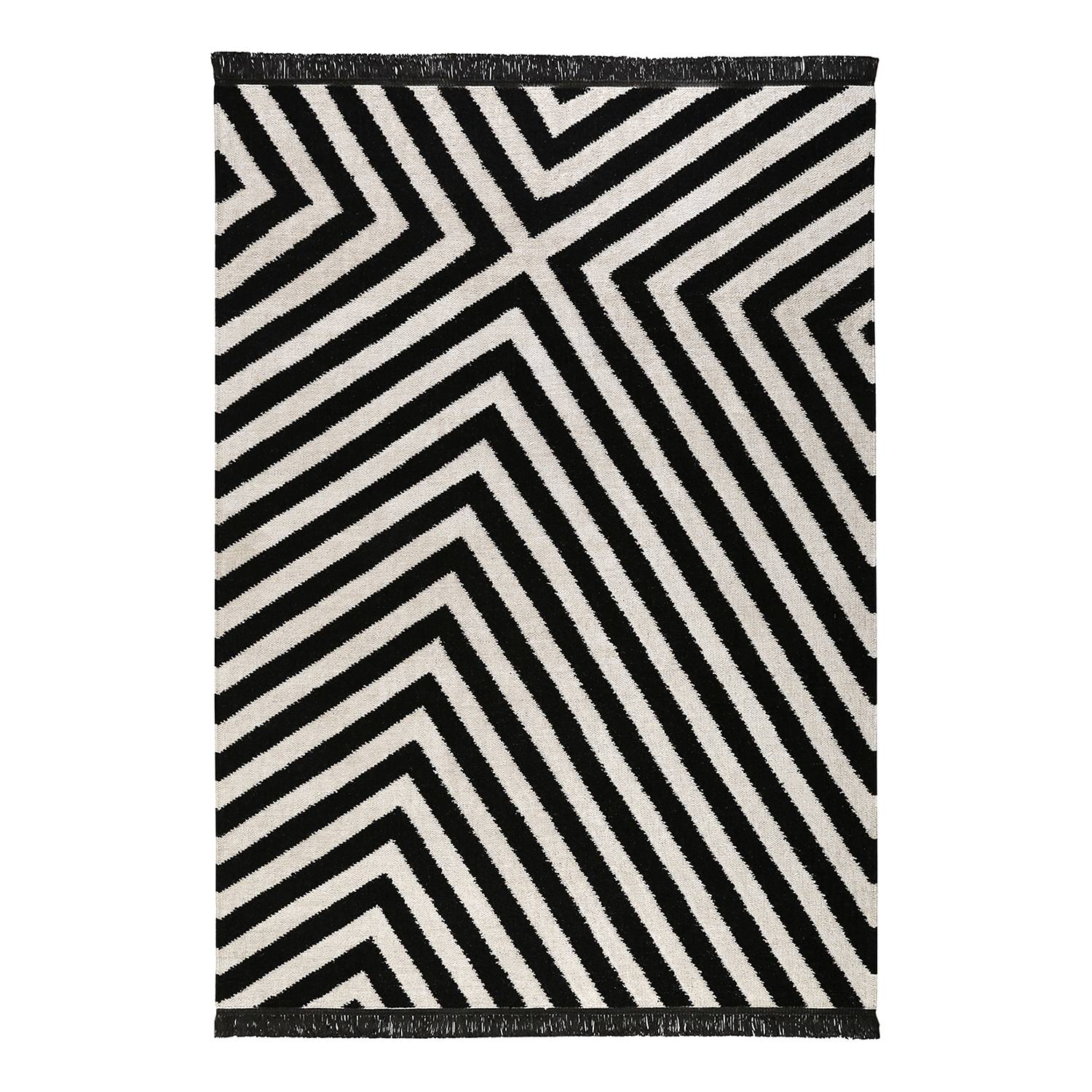 Teppich Edgy Corners (handgewebt) - Mischgewebe - Schwarz / Creme - 130 x 190 cm, carpets&co