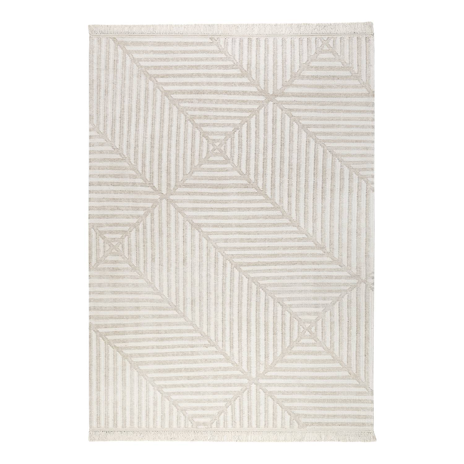 Teppich Irregular Fields (handgewebt) - Mischgewebe - Creme / Beige - 130 x 190 cm, carpets&co
