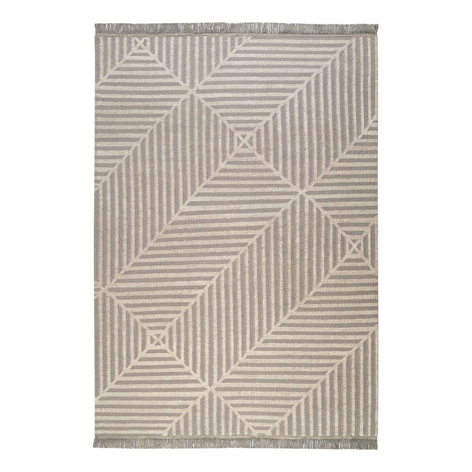 Teppich Irregular Fields (handgewebt) - Mischgewebe - Grau / Creme - 130 x 190 cm, carpets&co