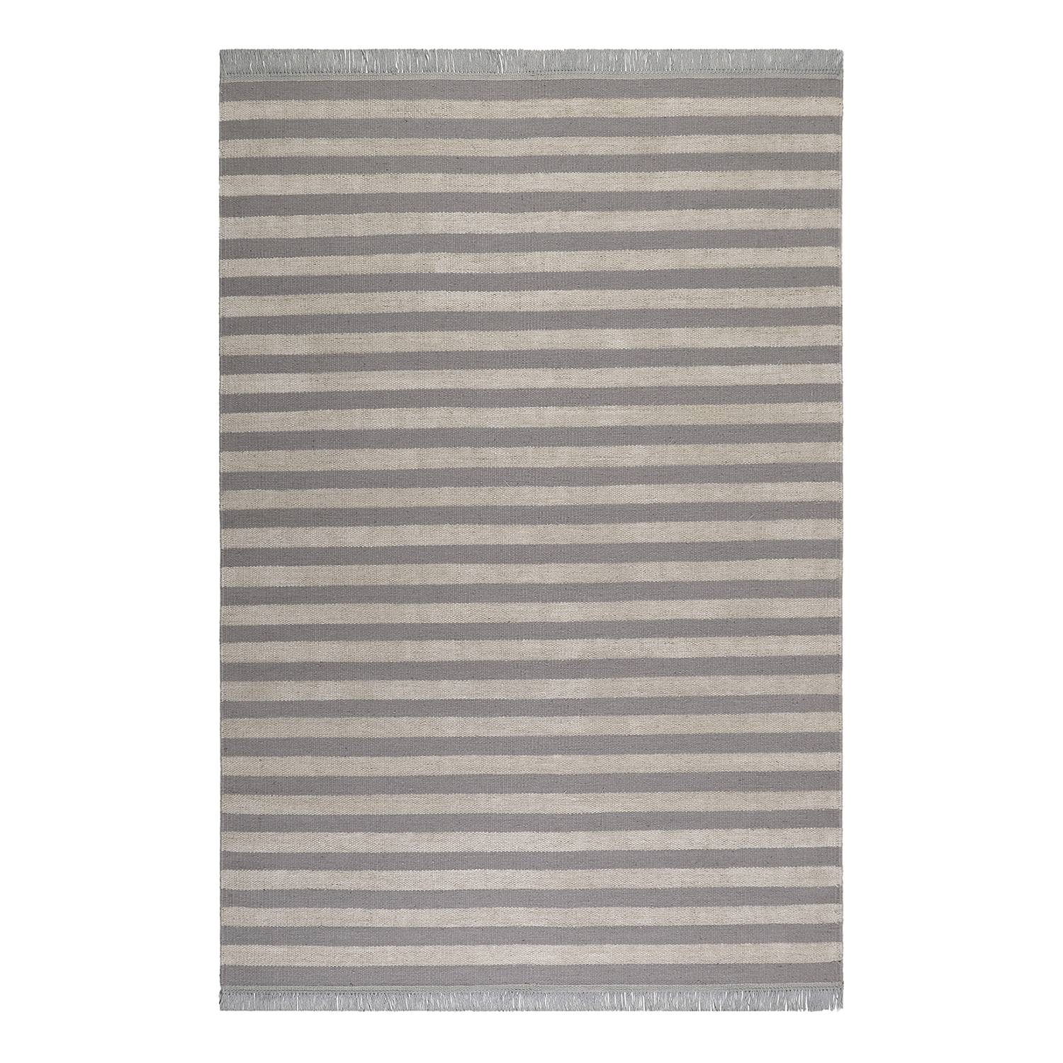 Teppich Noble Stripes (handgewebt) - Mischgewebe - Grau / Creme - 130 x 190 cm, carpets&co