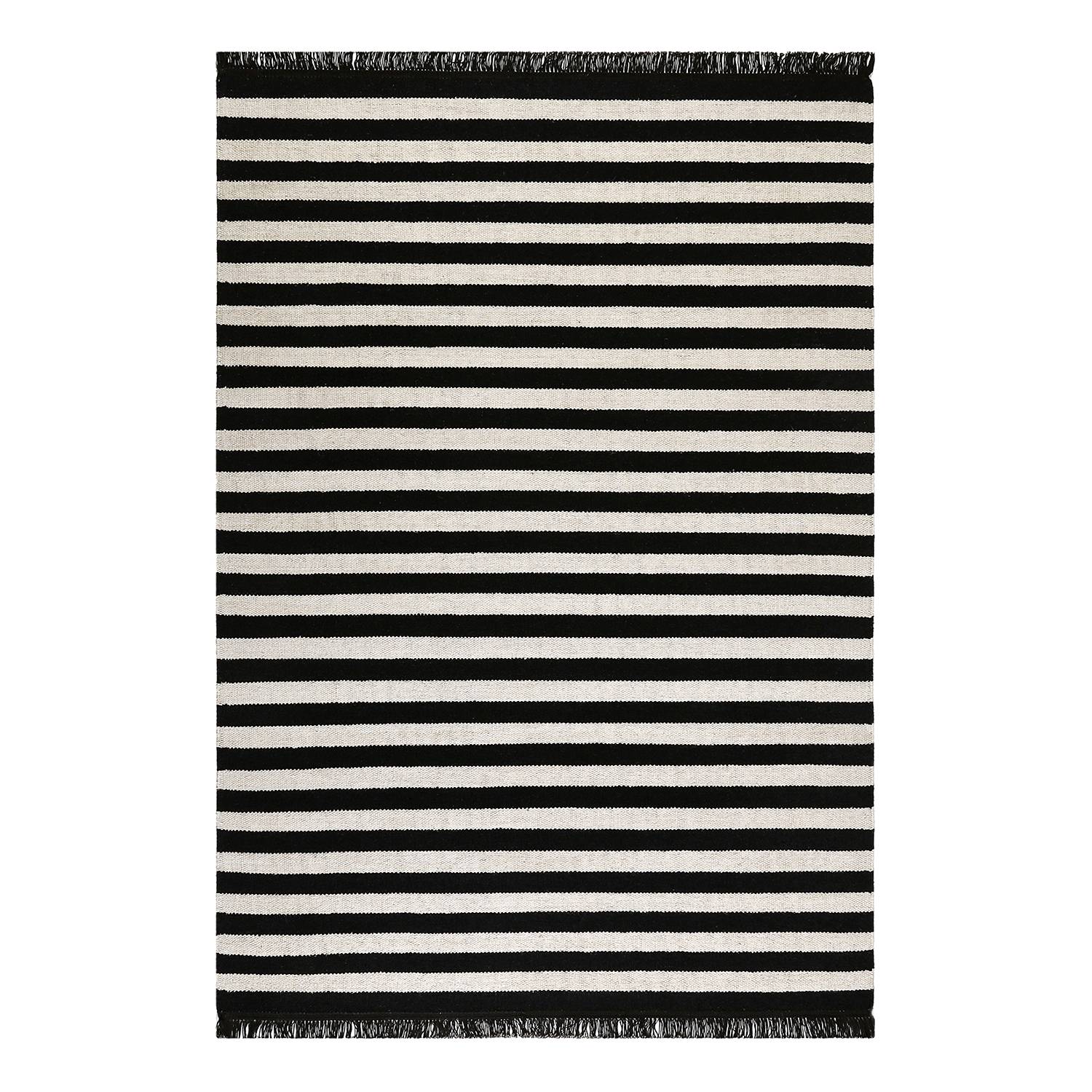 Teppich Noble Stripes (handgewebt) - Mischgewebe - Schwarz / Creme - 130 x 190 cm, carpets&co