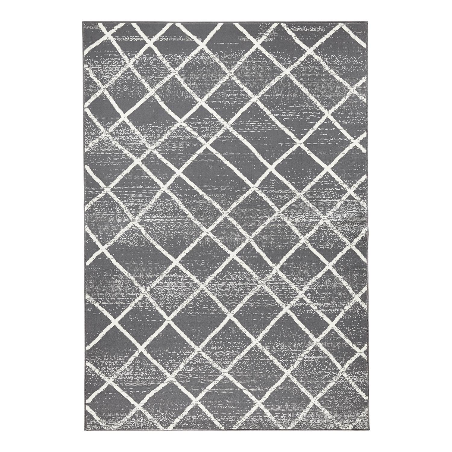 Teppich Rhombe - Kunstfaser - Grau / Creme - 160 x 230 cm, Zala Living