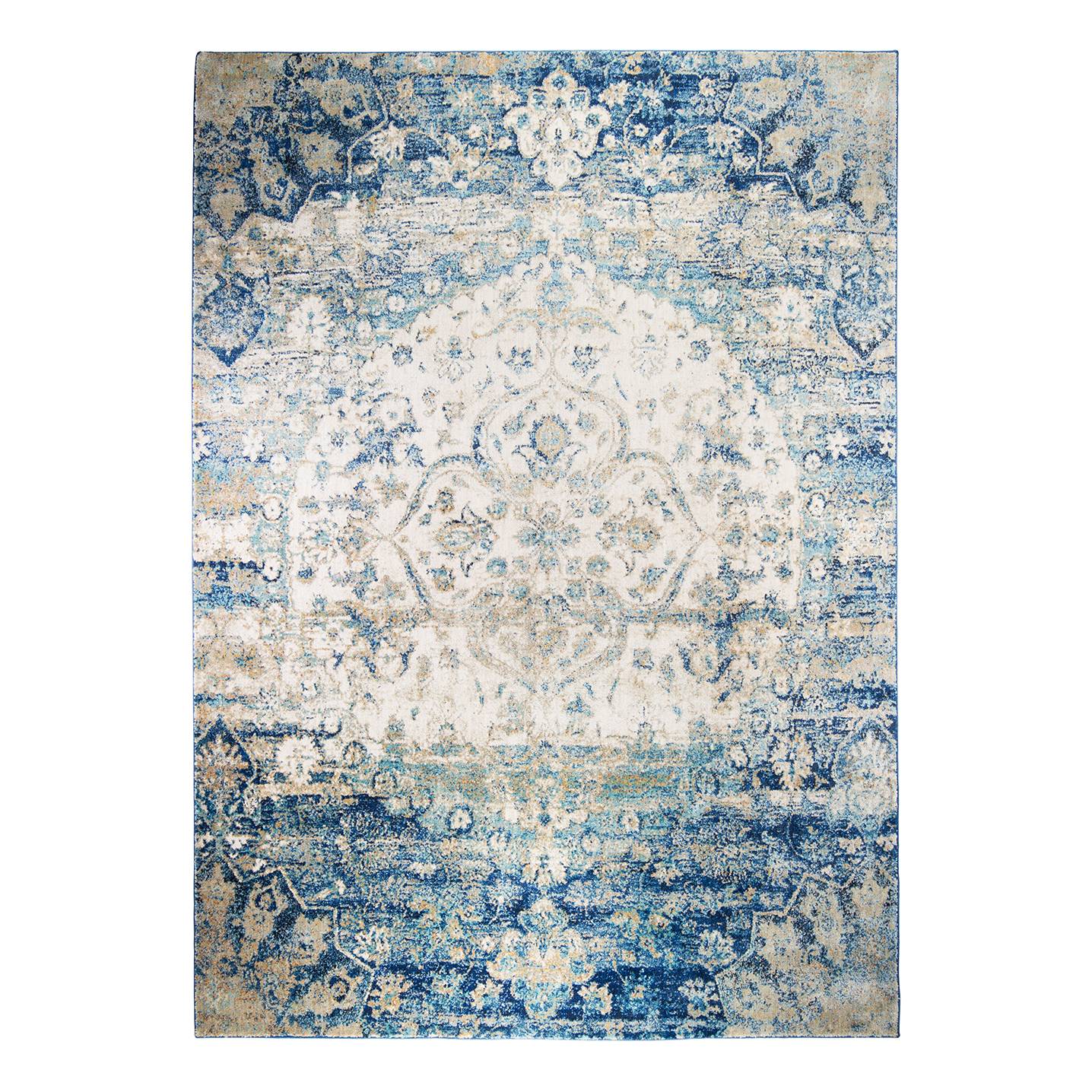 Teppich Sabile - Kunstfaser - Blau / Beige - 133 x 190 cm, Eva Padberg Collection