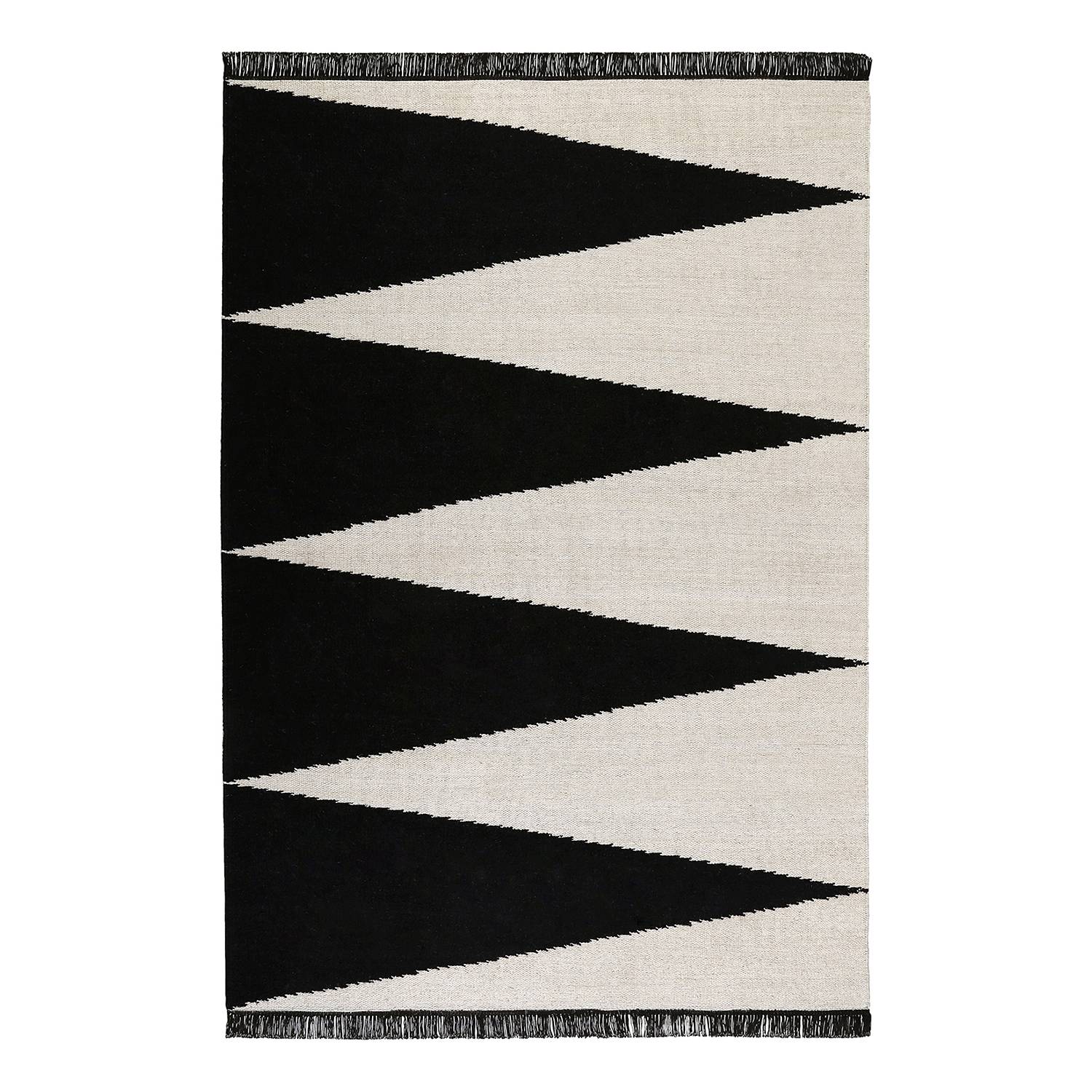 Teppich Smart Triangle (handgewebt) - Mischgewebe - Schwarz / Creme - 130 x 190 cm, carpets&co