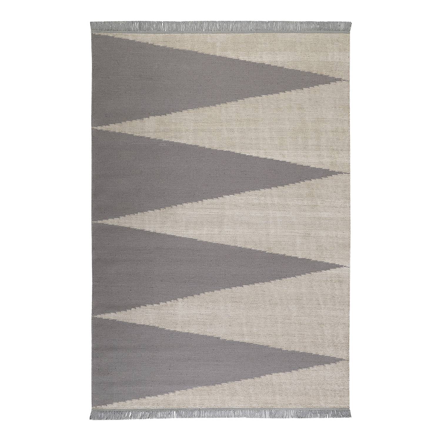Teppich Smart Triangle (handgewebt) - Mischgewebe - Grau / Creme - 130 x 190 cm, carpets&co