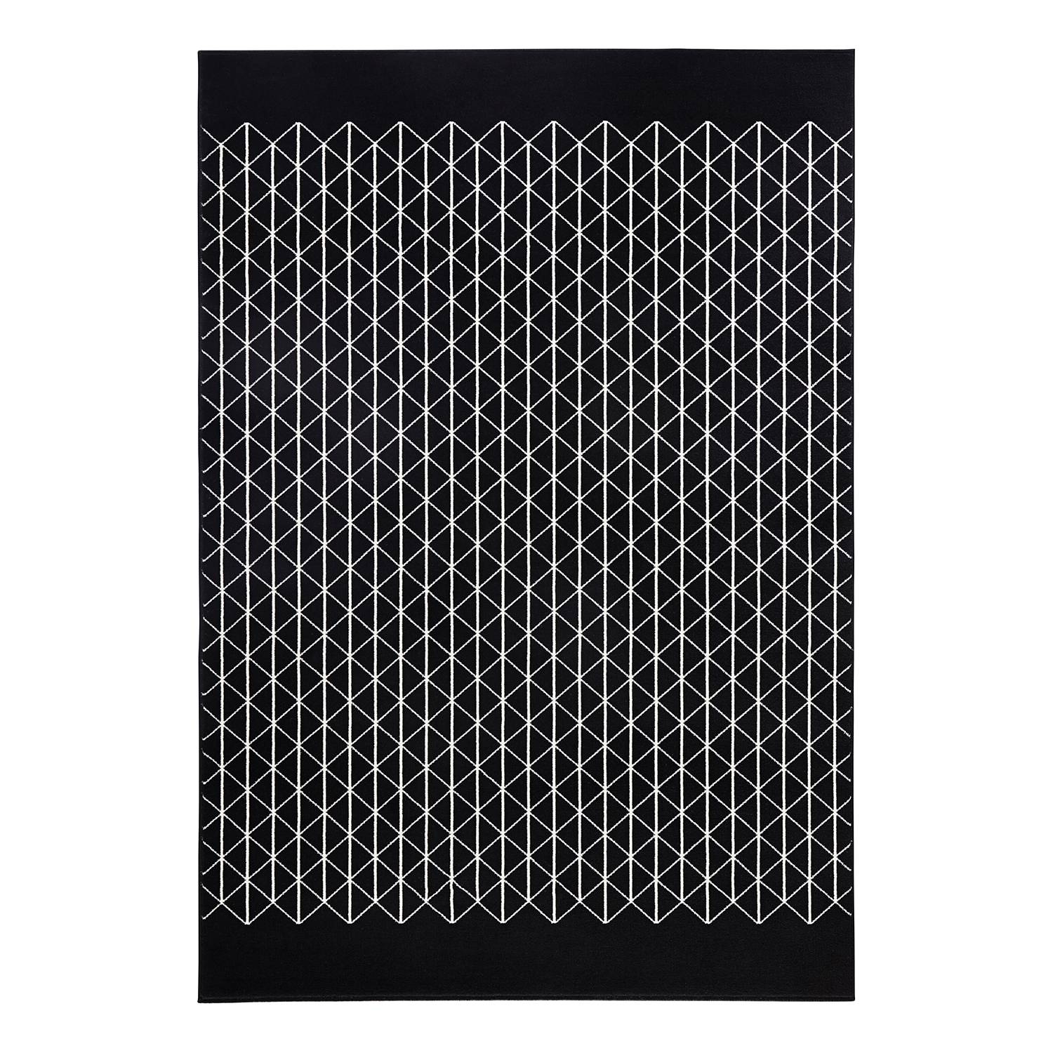 Teppich Twist - Kunstfaser - Schwarz / Creme - 160 x 230 cm, Zala Living