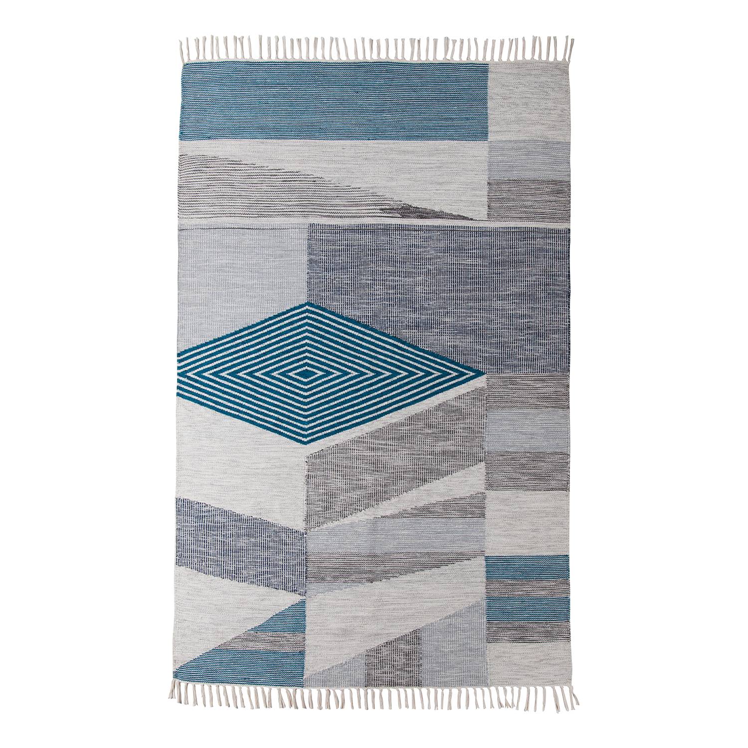 Teppich Vintage Modern Kelim (handgewebt) - Mischgewebe - TÃ¼rkis / WeiÃŸ - 160 x 230 cm, Tom Tailor