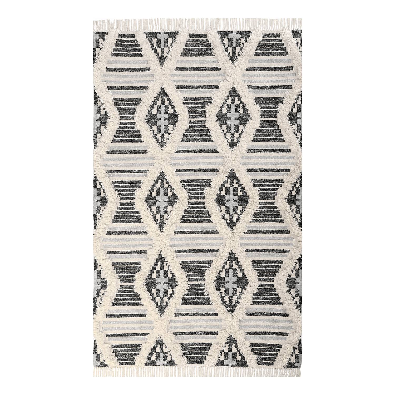 Teppich Vitage Cozy Kelim (handgewebt) - Mischgewebe - WeiÃŸ / Schwarz - 160 x 230 cm, Tom Tailor