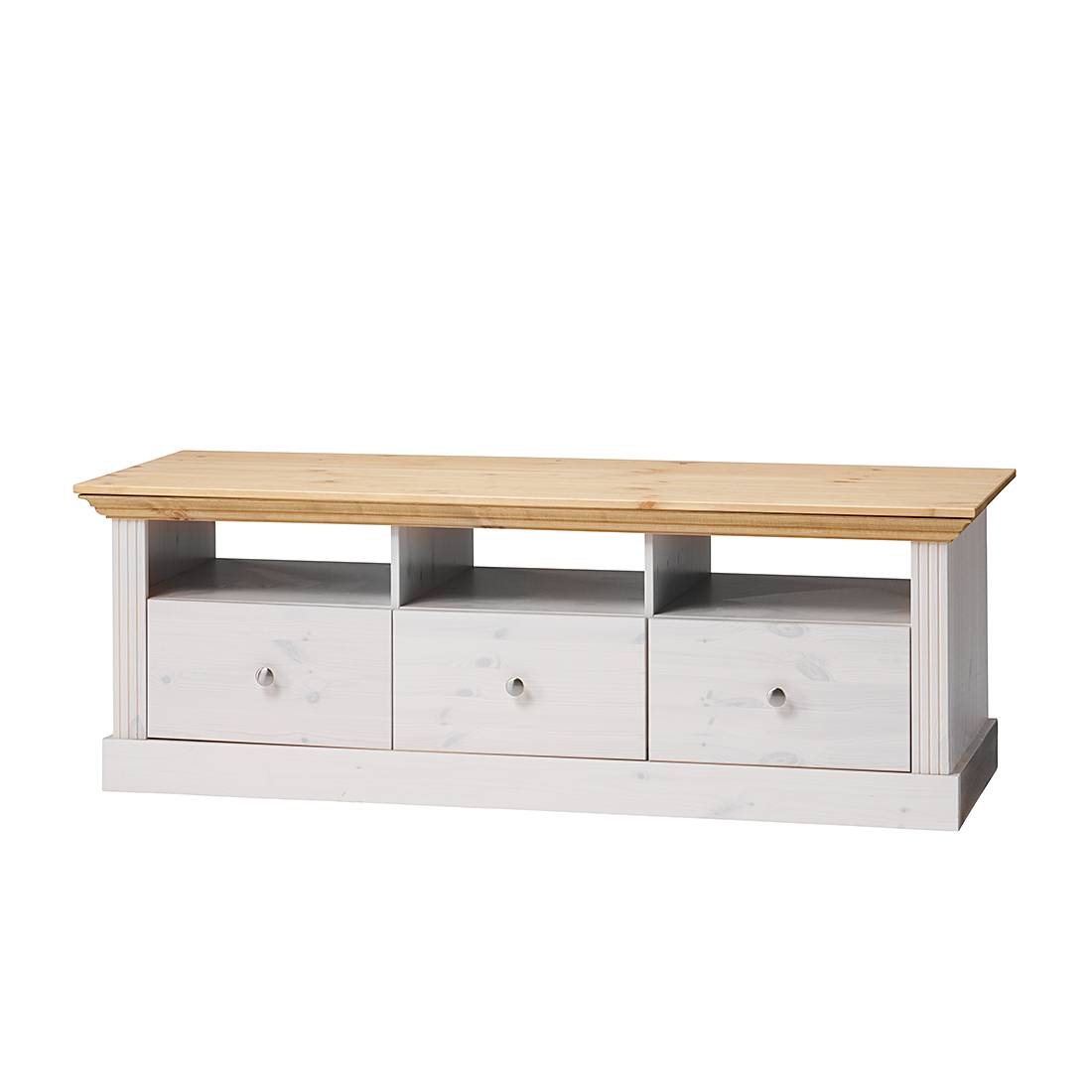 TV-Lowboard Lyngby - Kiefer massiv - Weiß / Kiefer, Maison Belfort TV-Lowboard Lyngby - Kiefer massiv - Weiß / Kiefer, Maison Belfort