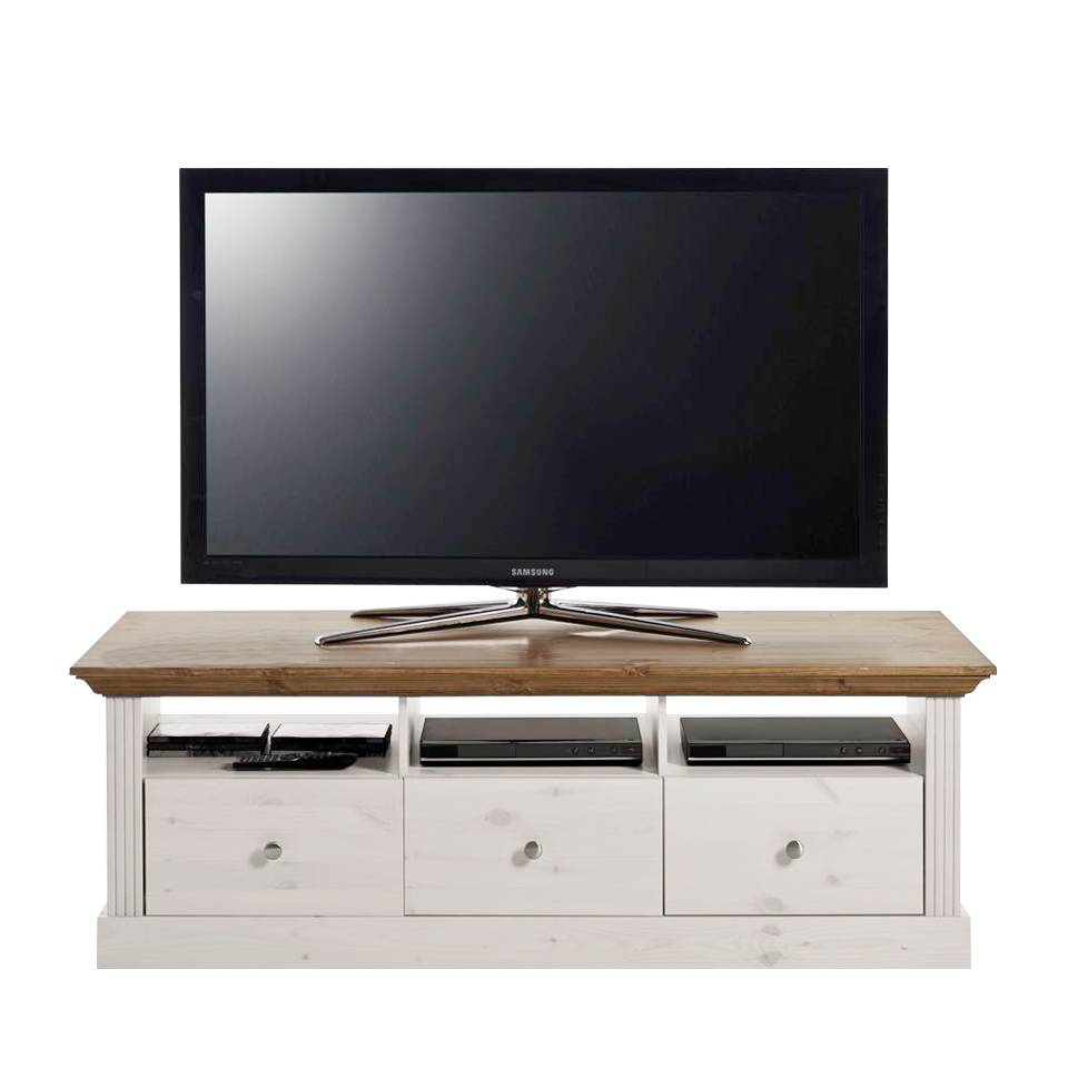 TV-Lowboard Lyngby - Kiefer massiv - Weiß / Laugenfarbig, Maison Belfort TV-Lowboard Lyngby - Kiefer massiv - Weiß / Laugenfarbig, Maison Belfort