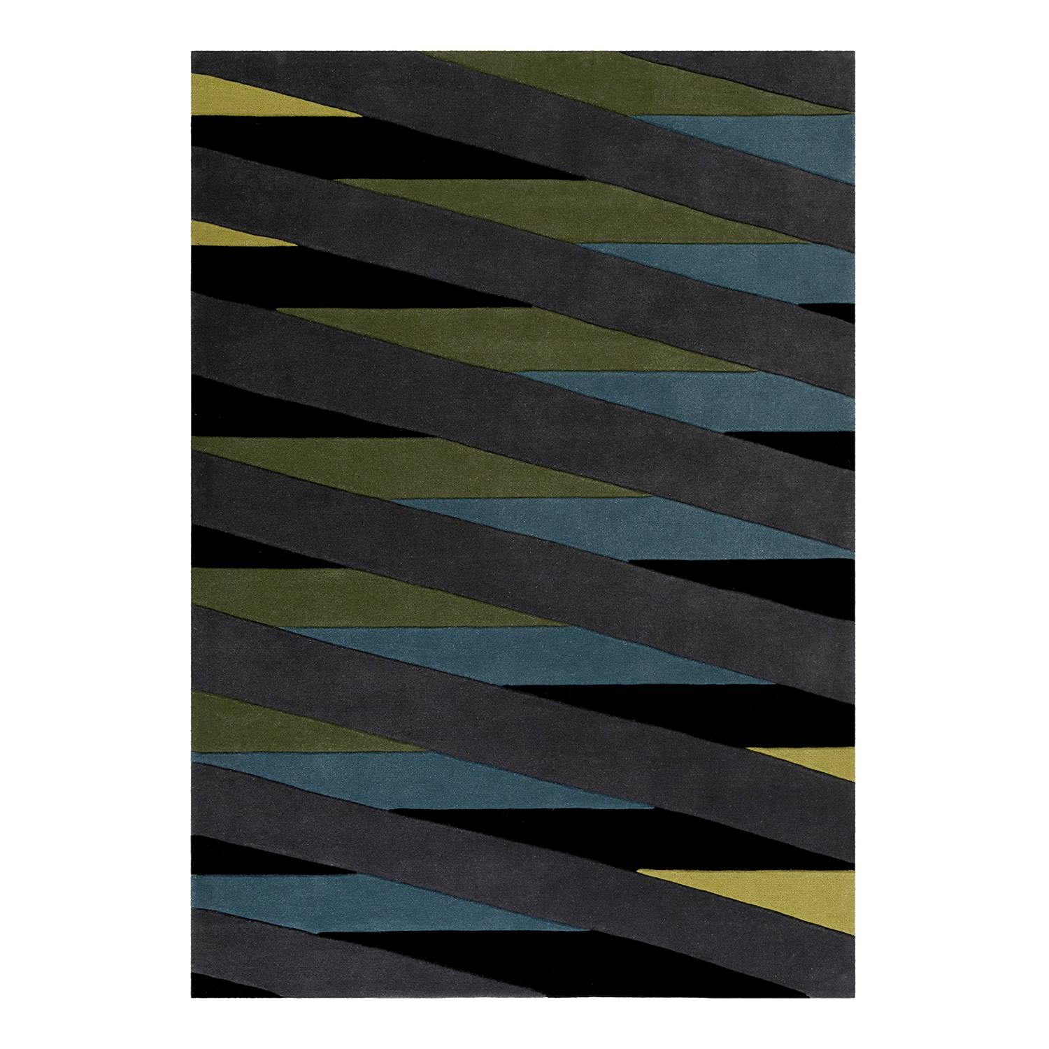 Teppich Lamella (handgetuftet) - Schurwolle - Grau / GrÃ¼n - 200 x 300 cm, Esprit