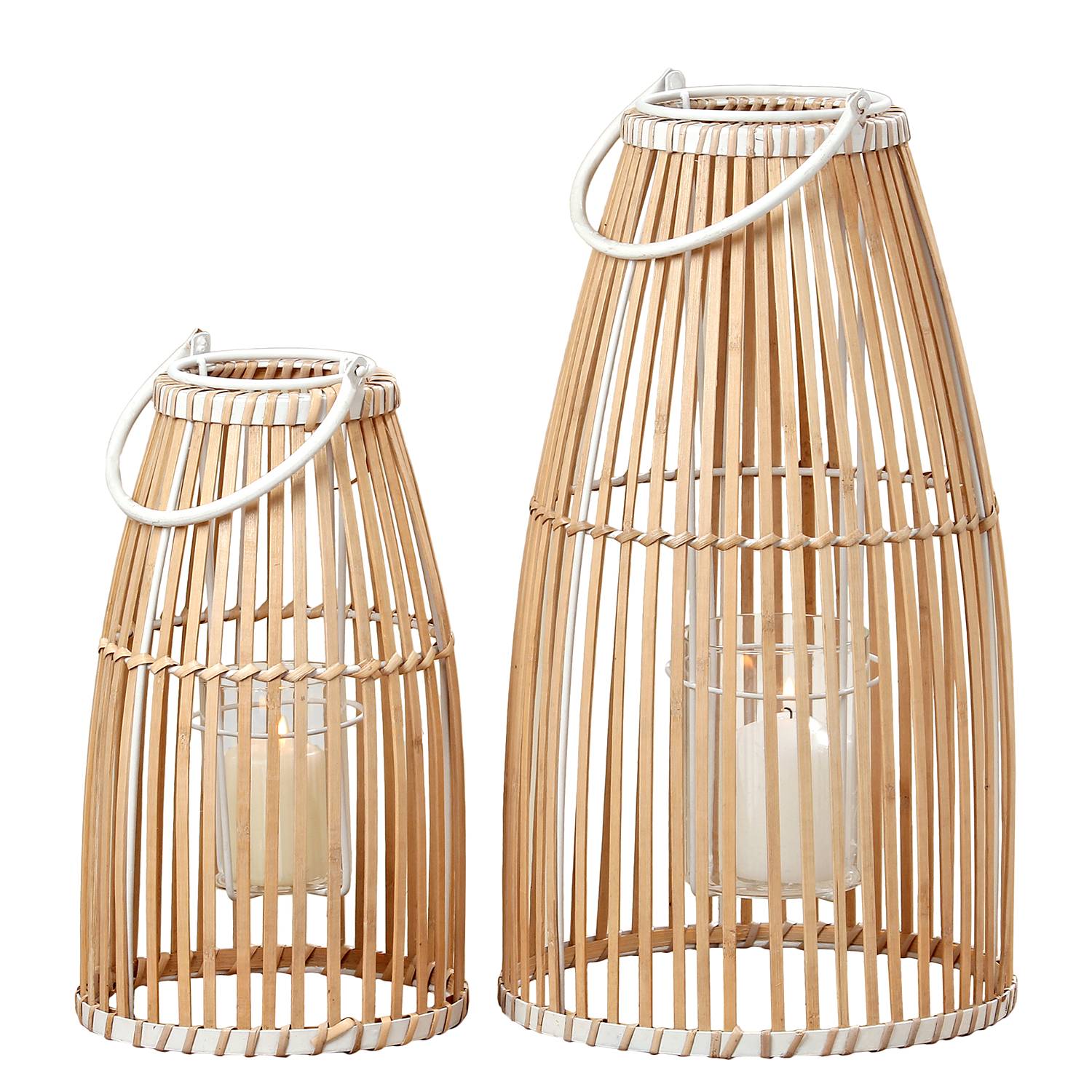 Windlicht Flint (2-teilig) - Bambus massiv, Eva Padberg Collection