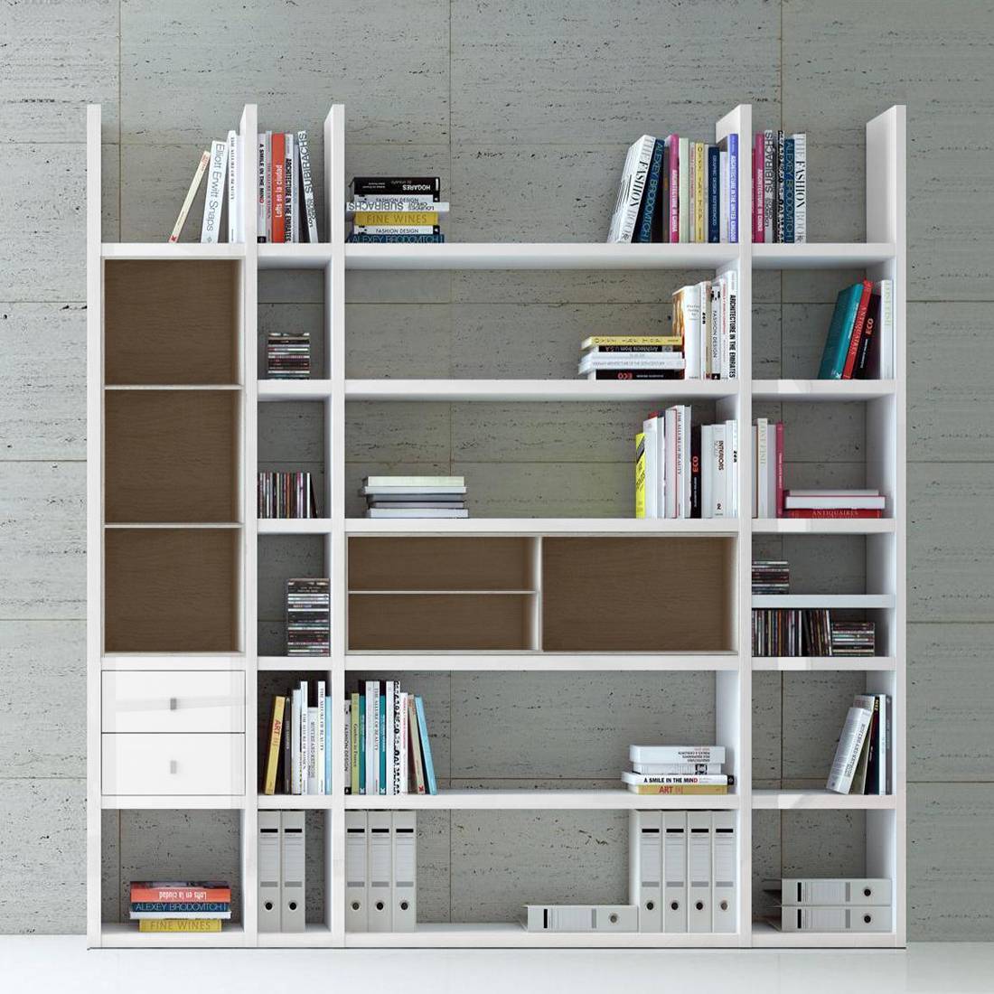 Etagère XL Emporior IIl.a - Blanc / Imitation chêne de Sonoma - Sans éclairage - Blanc brillant / Im