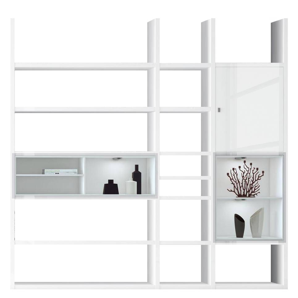 EEK A+, Etagère XL Emporior IV - Blanc - Eclairage RVB - Blanc brillant / Blanc, Fredriks