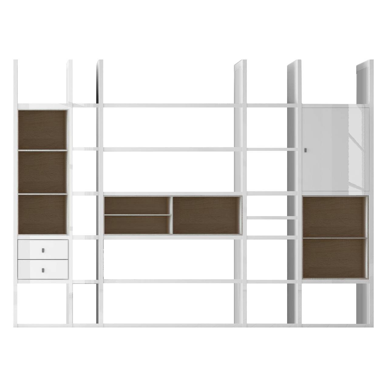 Etagère XXL Emporior VI - Imitation chêne de Sonoma / Blanc - Sans éclairage - Blanc brillant / Imit